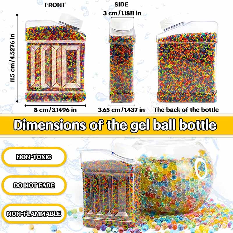 7-8mm 80,000pcs Biodegradable Gel Balls with Bottles - Non-Toxic, Eco-Friendly Water Beads for Splatter Ball Guns, Outdoor Games & Stress Relief