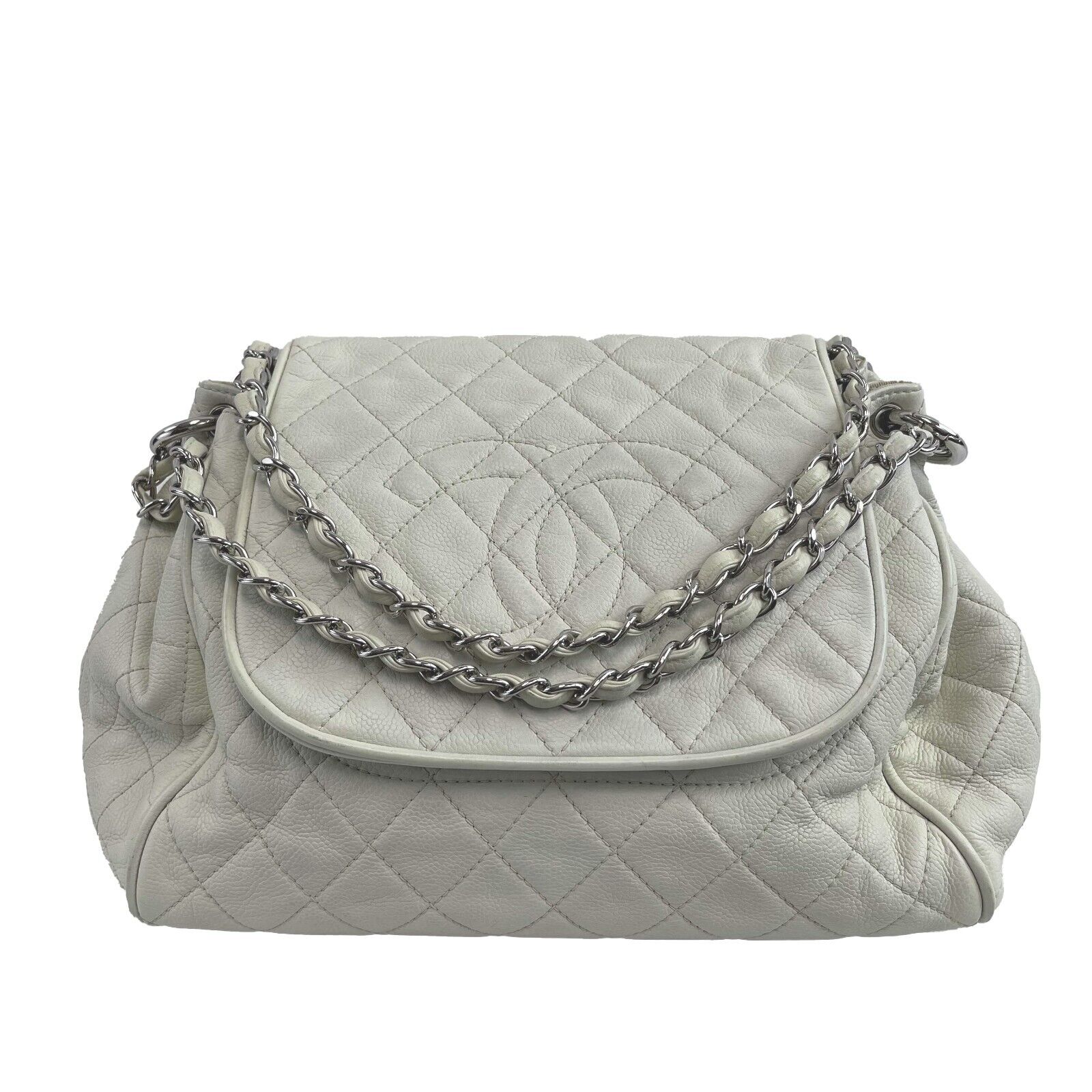 Chanel Timeless Accordion Flap Bag Quilted Caviar Leather 09 White Luxury Handbag for Women | Perfect for Parties, Weddings & Evening Events