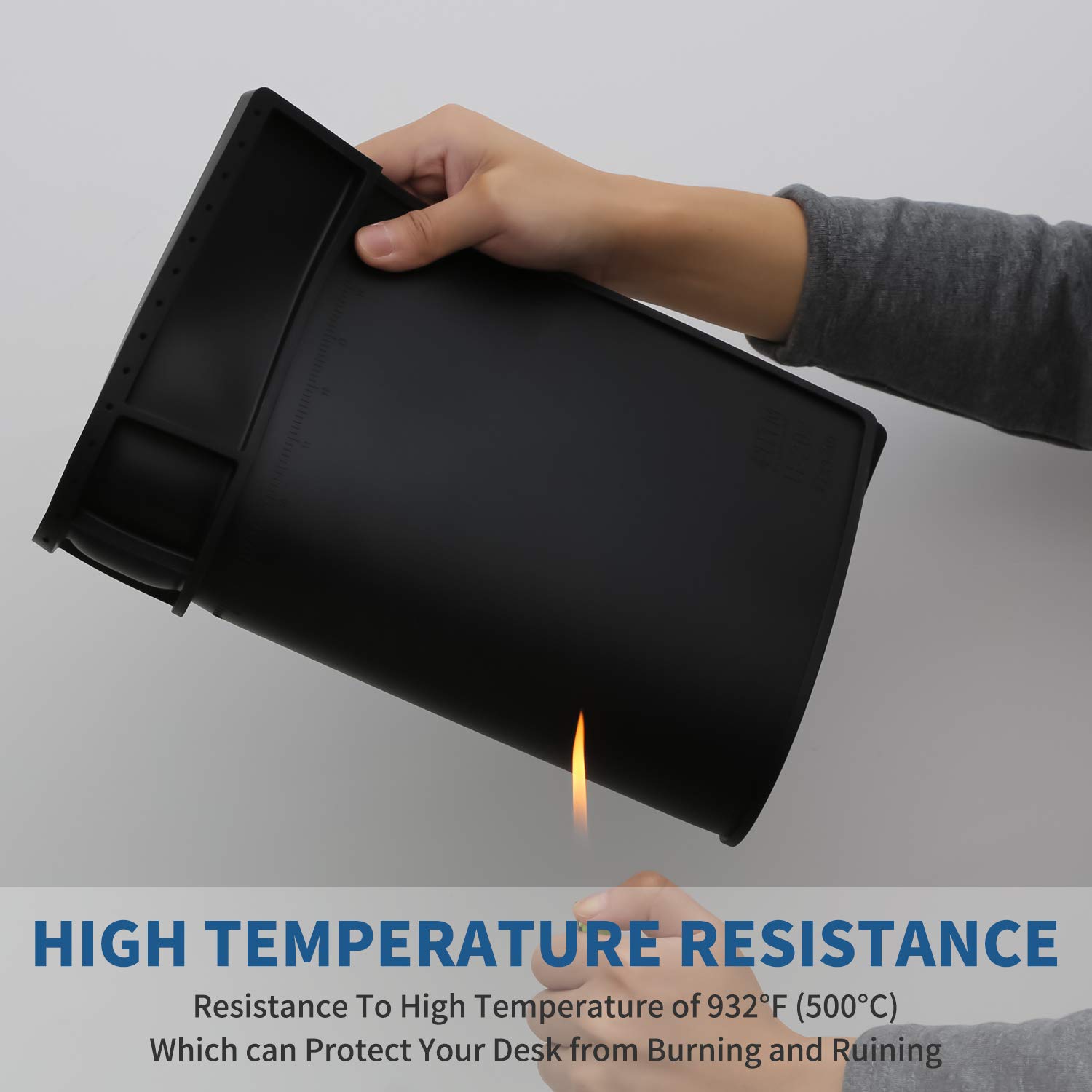HTM-202 Large Black Silicone Soldering Mat - Heat Resistant & Magnetic Work Surface for Electronics Repair, Soldering, PC Maintenance - Perfect for DIY Projects, Computer Fixes & Circuit Board Workstations