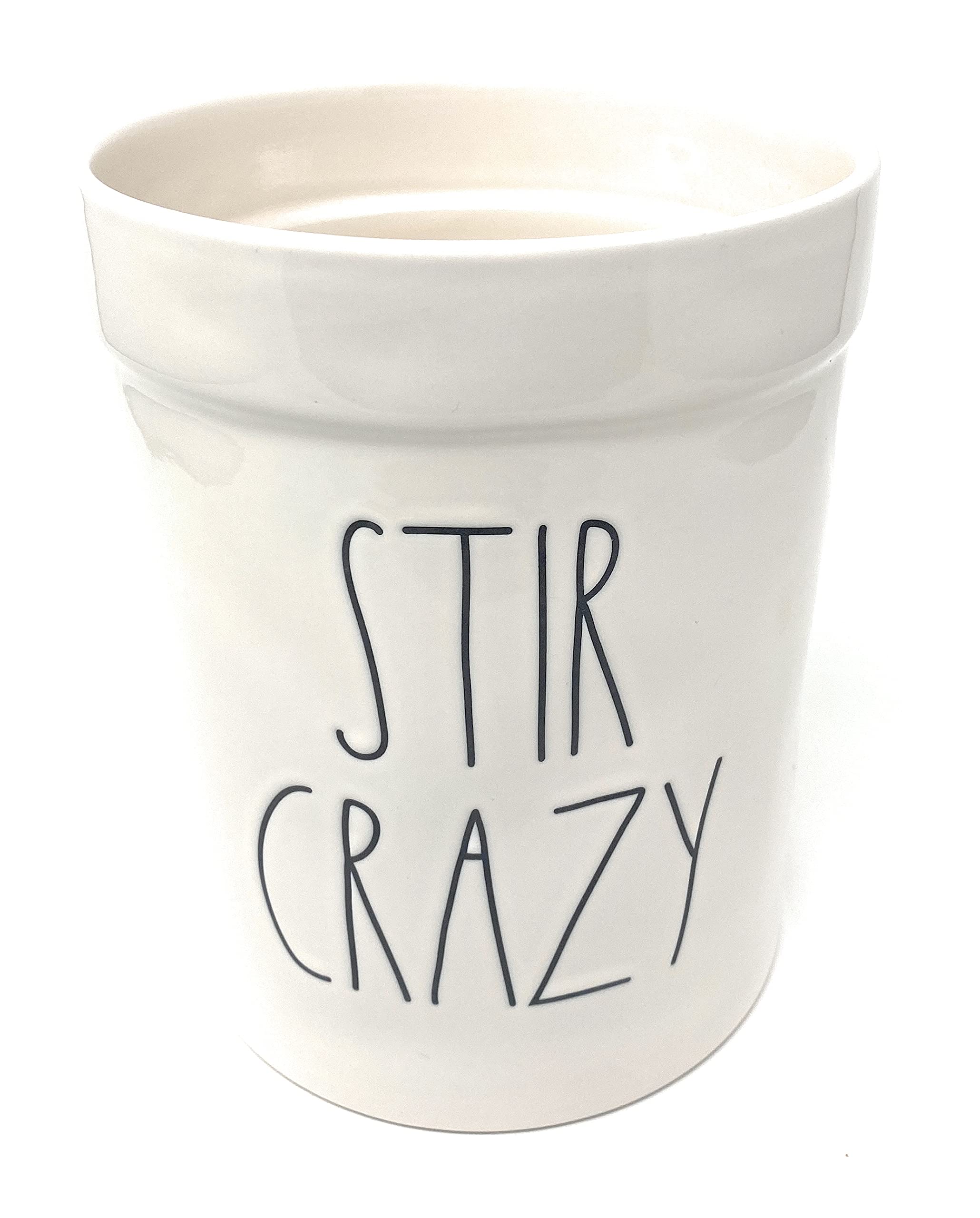 Rae Dunn STIR CRAZY White Ceramic Utensil Holder - Kitchen Organizer for Spoons, Forks & Cooking Tools - Perfect for Countertop Storage & Home Decor