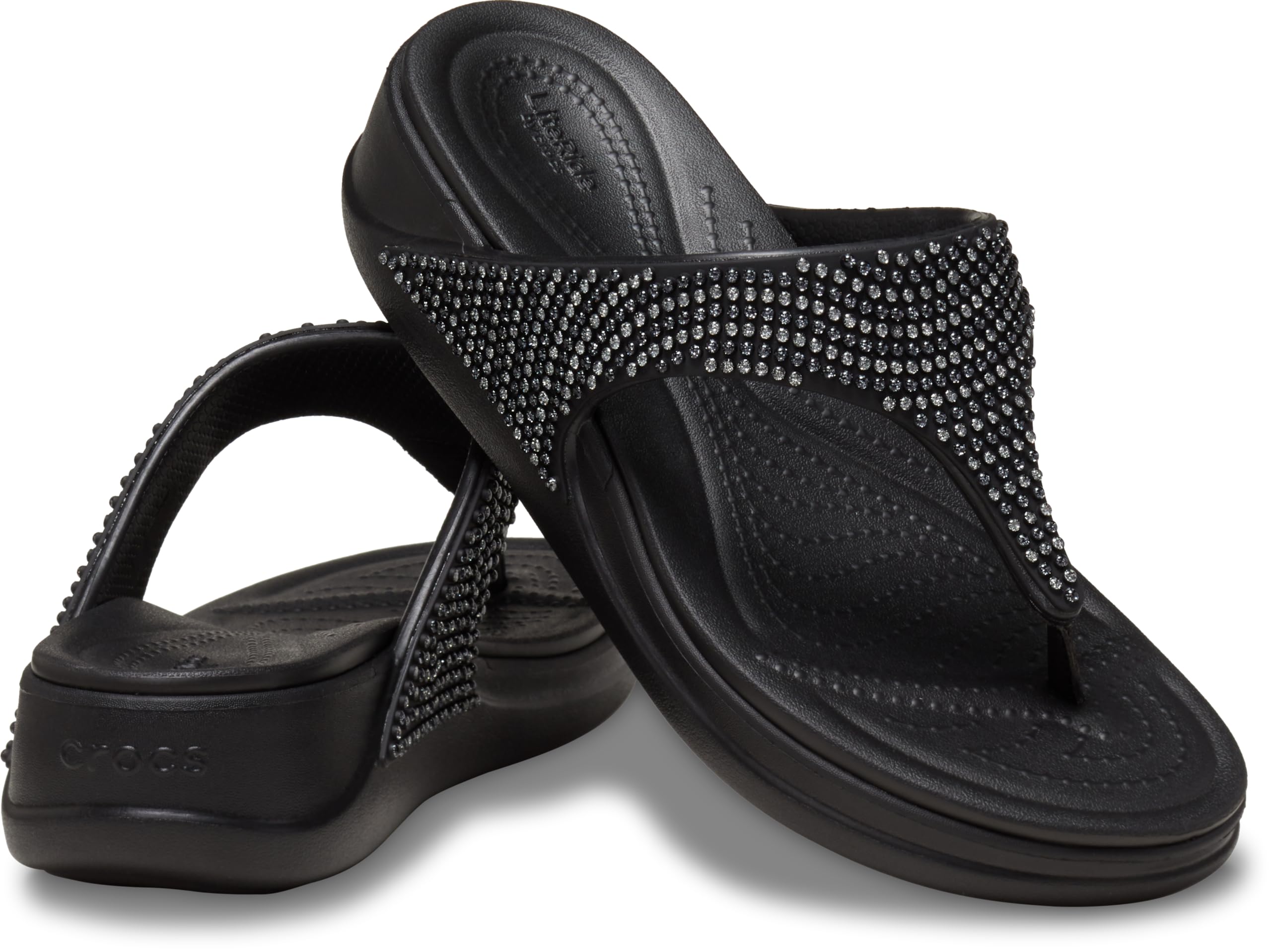Crocs Women's Boca Bling Flip Wedge Platform Sandals - Comfortable & Stylish Summer Shoes for Beach, Pool, and Casual Outings