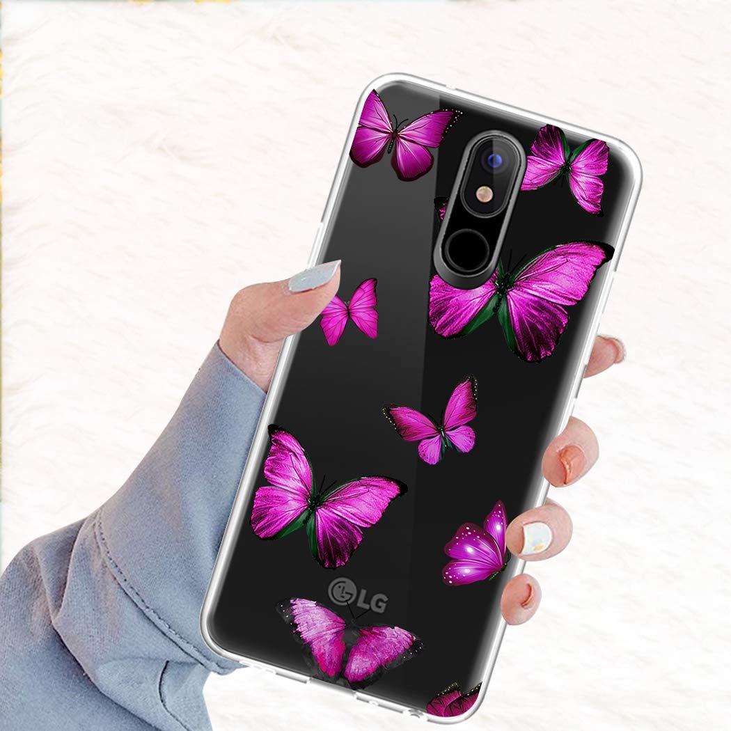 LG Stylo 5/5V/5X/5 Plus Case - Cute Butterfly Clear Slim Shockproof TPU Phone Cover for Women & Girls | Protective Soft Flexible Back Case for Everyday Use & School