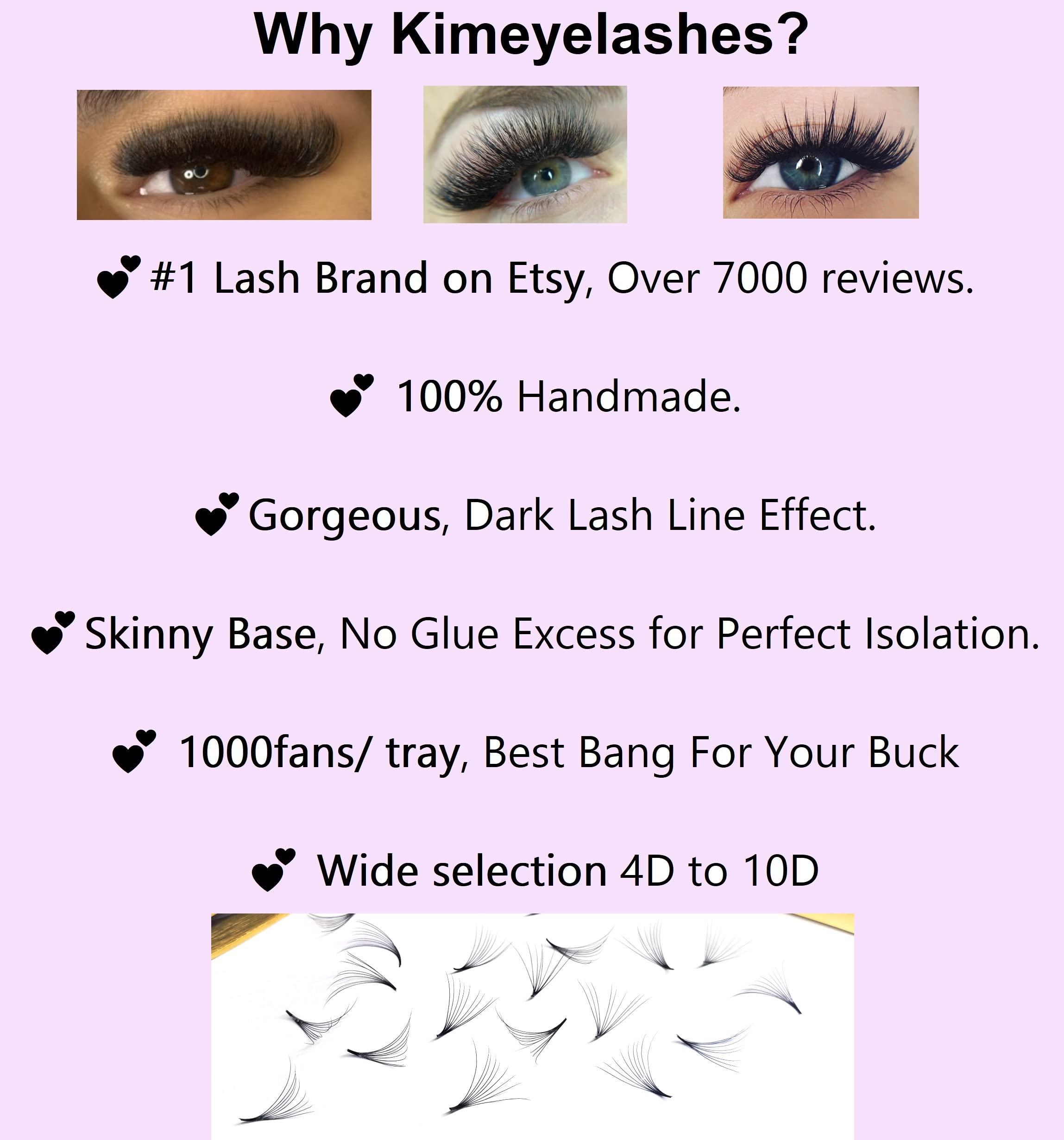 8D 0.07 C/D Curl 1000 Premade Volume Eyelash Fans - Handmade Russian Volume Lash Extensions Supplies (12mm) for Professional Salon & DIY Home Use