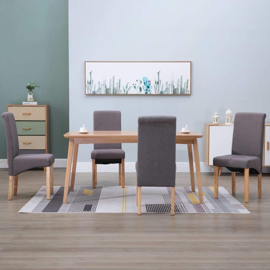 4-Piece Taupe Fabric Dining Chairs Set for Bedroom, Kitchen & Restaurant - Comfortable Seating for Home & Commercial Use