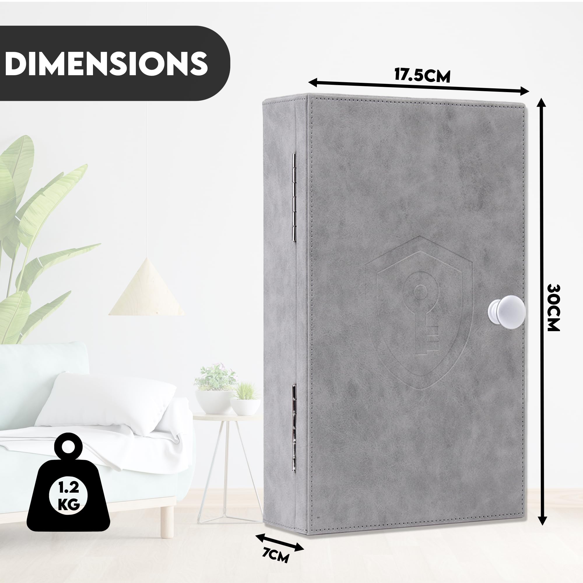 Premium XL PU Leather Faraday Box for Car Keys - Anti-Theft RFID Key Fob Protector & Signal Blocker | Wall Mount Car Key Holder | Secure Faraday Cage for Keyless Entry Protection (Grey) | Perfect for Home, Office & Travel to Prevent Car Hacking & Signal Theft