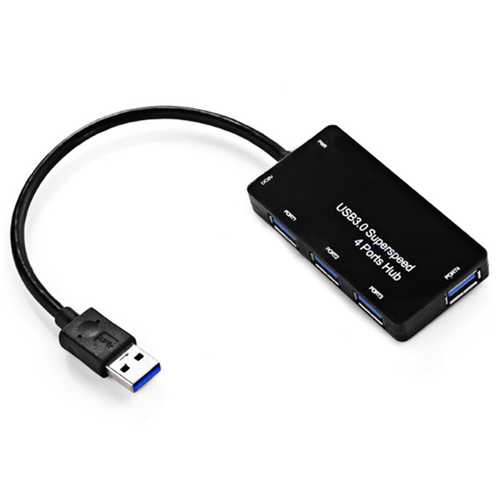 5Gbps High-Speed USB 3.0 4-Port Hub with Power Adapter - Expand Connectivity for Laptop, PC, Gaming & Office Setup