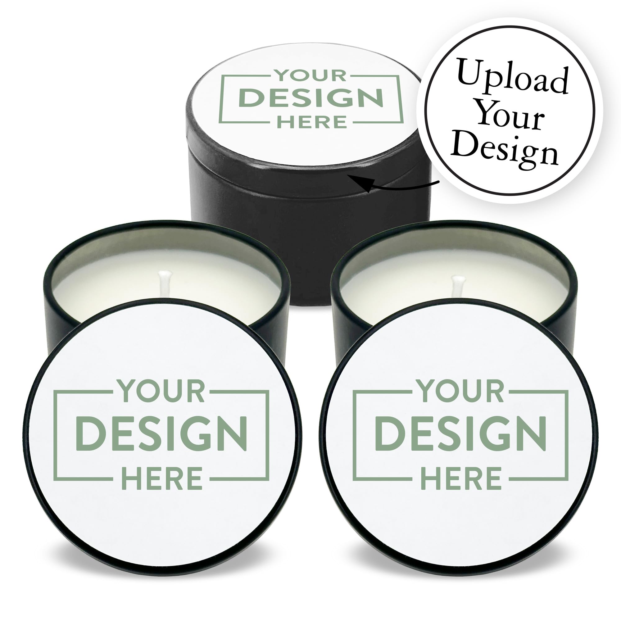 Personalized Custom Candles with Photo - Set of 10 Black Tin Wedding Favors, Bulk Scented Candles for Weddings, Anniversaries & Home Decor