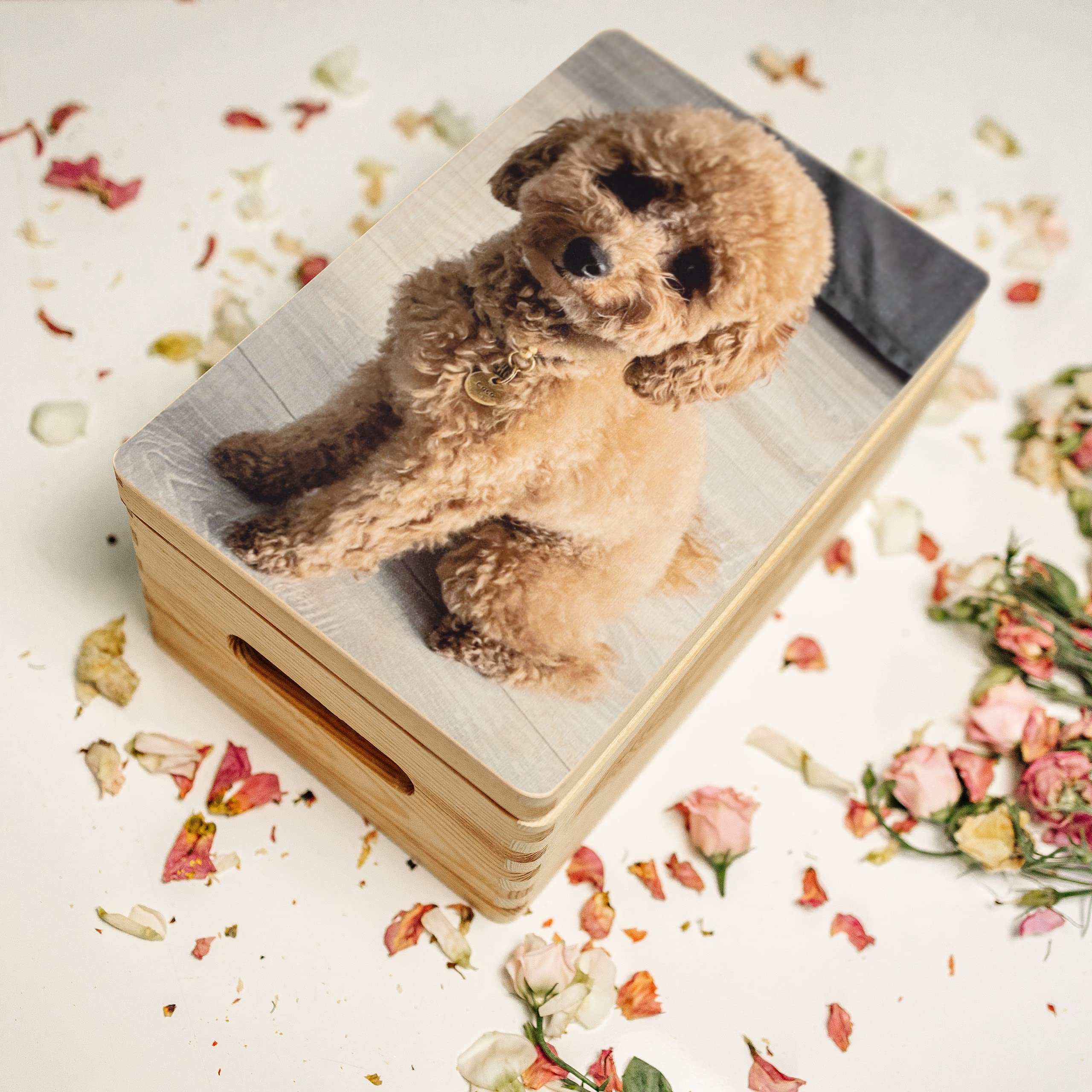 Personalized Wooden Photo Storage Box - 11.8x7.87x5.51 Inch Keepsake Chest with Hinged Lid & Handles - Custom Engraved Memory Box for Wedding, Anniversary, Baby Photos - Unpainted Souvenir Gift Box for Jewelry, Letters, Mementos
