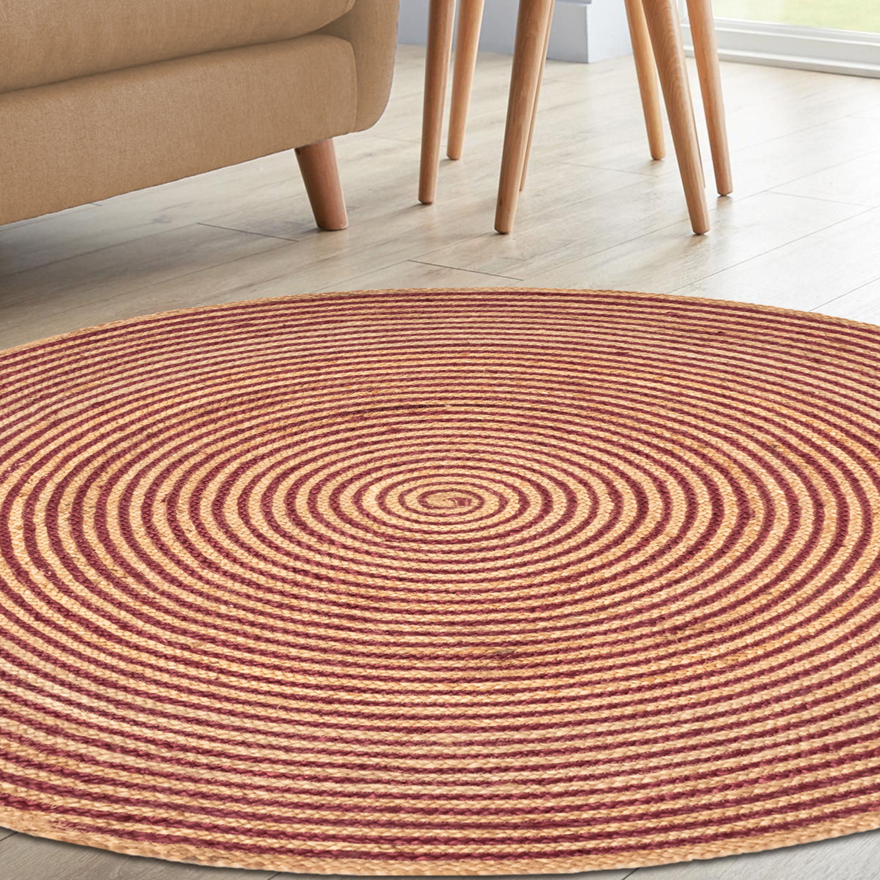 Braided Jute Reversible Handwoven Rug - Natural Fiber Indoor/Outdoor Area Rug for Living Room, Bedroom, Patio & Deck - Eco-Friendly Home Decor