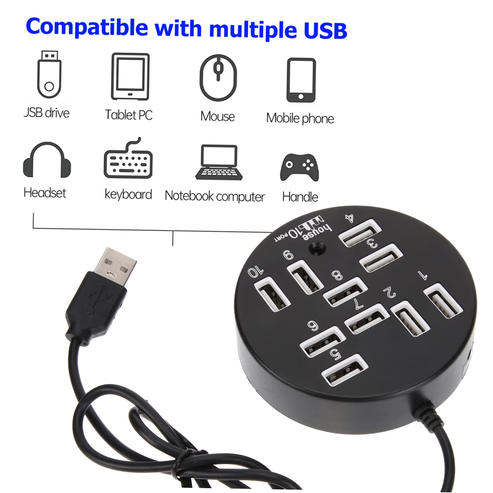 PartyKindom 2-Pack USB 3.0 Hub with 10 Ports - High-Speed Data Transfer & Charging Hub for Laptop, PC, Mac - Multi-Port USB Splitter & Extension for Office, Home, Gaming Setup