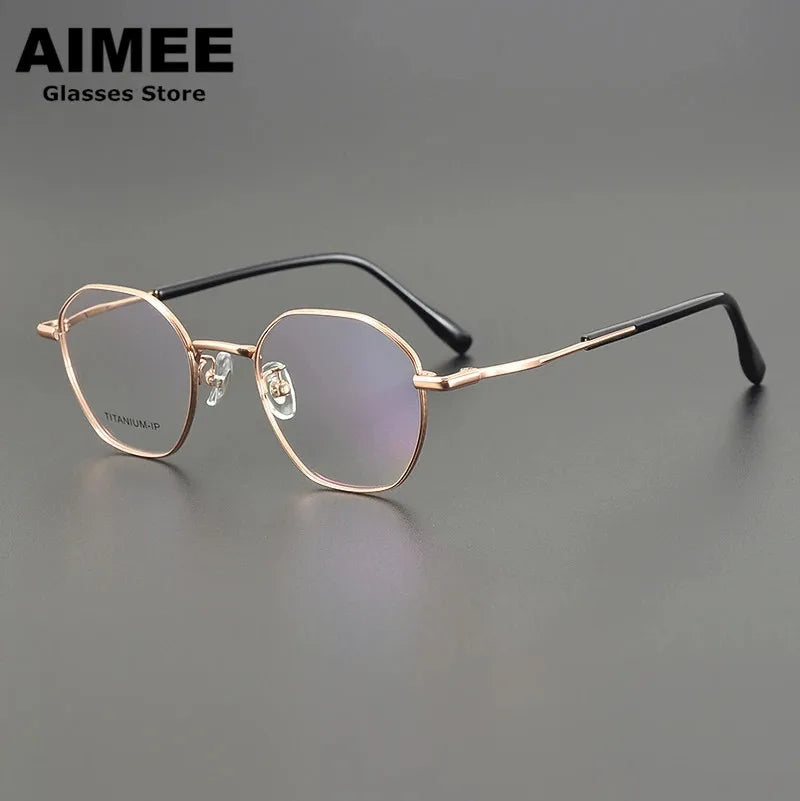 Aimee Unisex Full Rim Flat Top Round Polygon Titanium Eyeglasses 5016 - Lightweight & Durable Eyewear for Work, Reading & Fashion (Available in Multiple Colors)