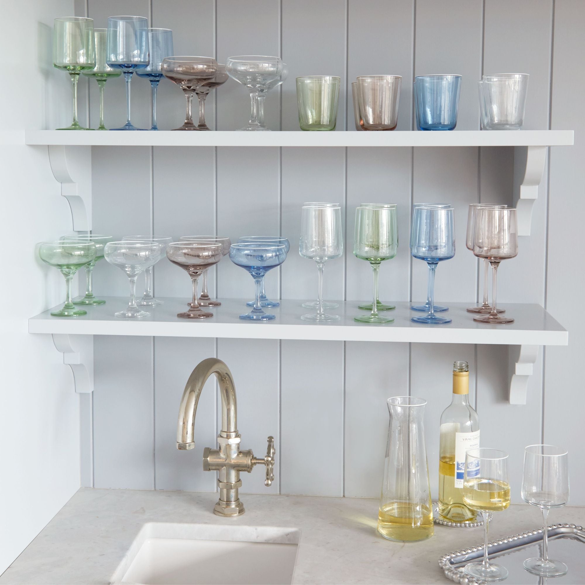 Premium Fine Line Clear Glass Coupe Set of 4 with Elegant White Rim - Perfect for Cocktails, Desserts & Dinner Parties