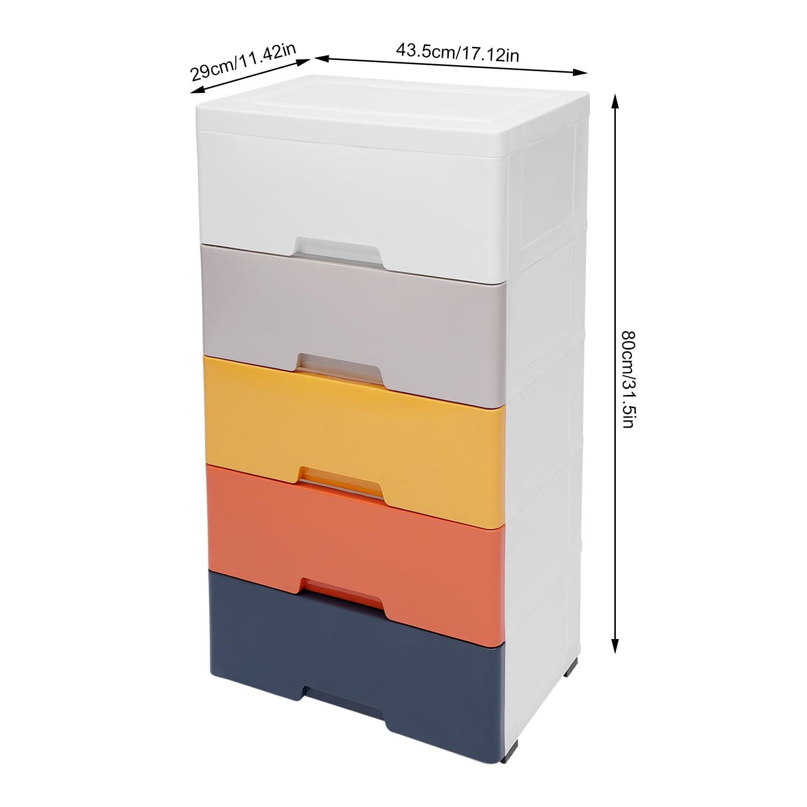 5-Drawer Plastic Storage Dresser Cabinet - Organizer for Clothes, Toys & Bedroom - 17.1 x 11.4 x 31.5 Inches - Colorful Multi-Purpose Organizer for Closet, Playroom & Kids Room Furniture