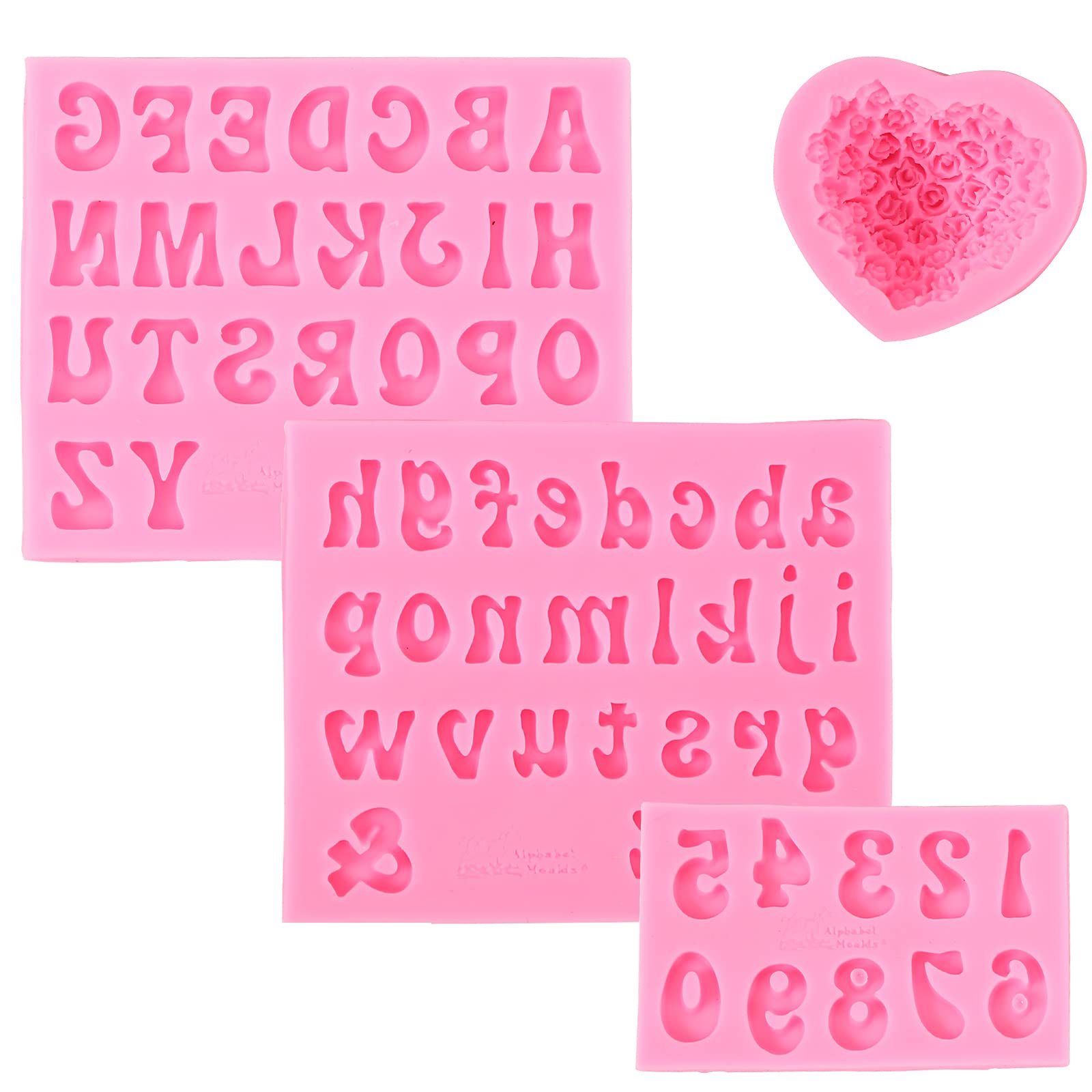 3D Rose Flower Silicone Mold for Chocolate, Fondant, Resin - Letters & Numbers Baking Molds for DIY Desserts, Cupcakes, Cake Decorating (Pink)