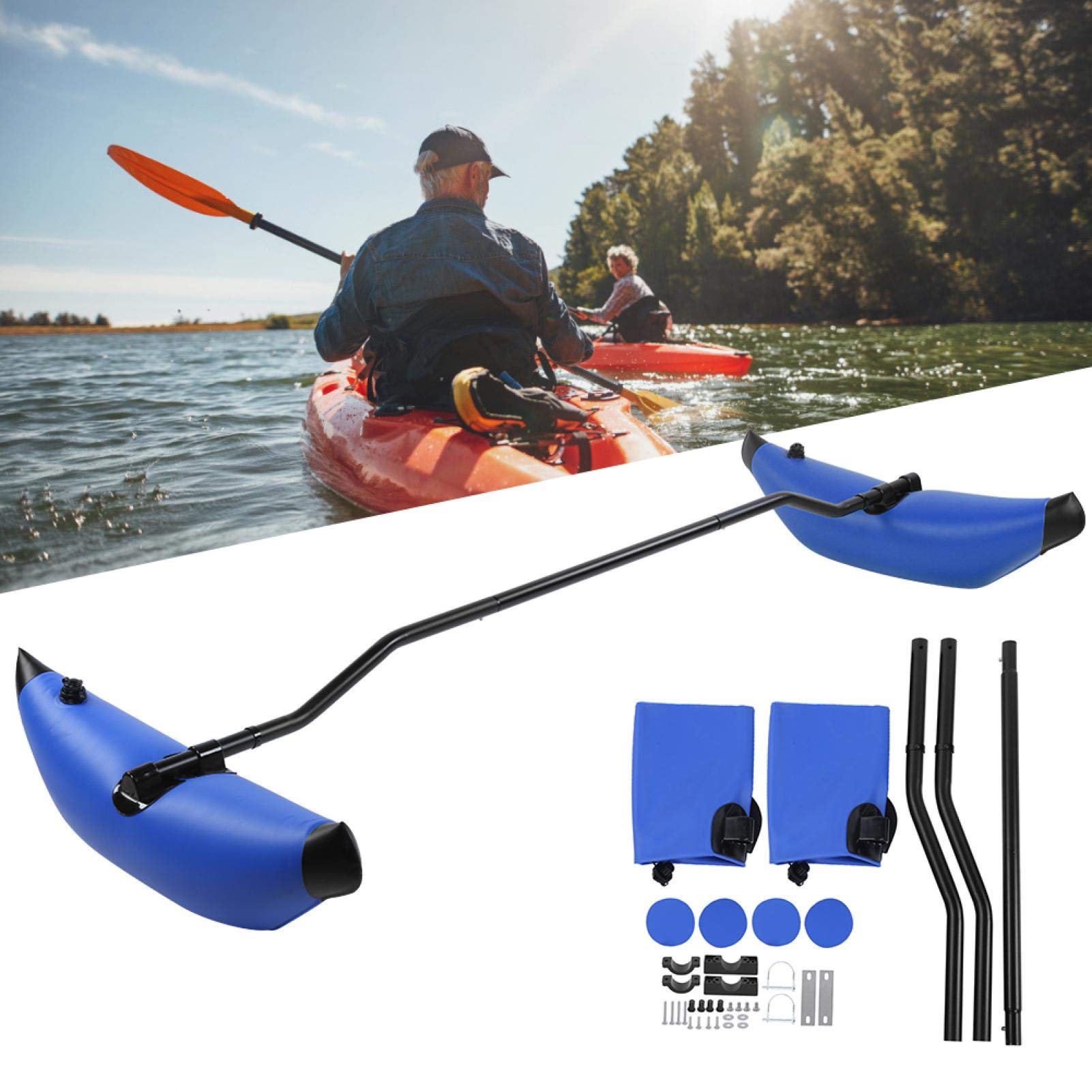 **Inflatable Kayak Stabilizer Outrigger Kit - PVC Canoe Balancing Float Accessory for Paddling & Fishing | Kayak Stabilizer for Inflatable Kayaks & Canoes | Outdoor Water Sports & Boating (Blue)**