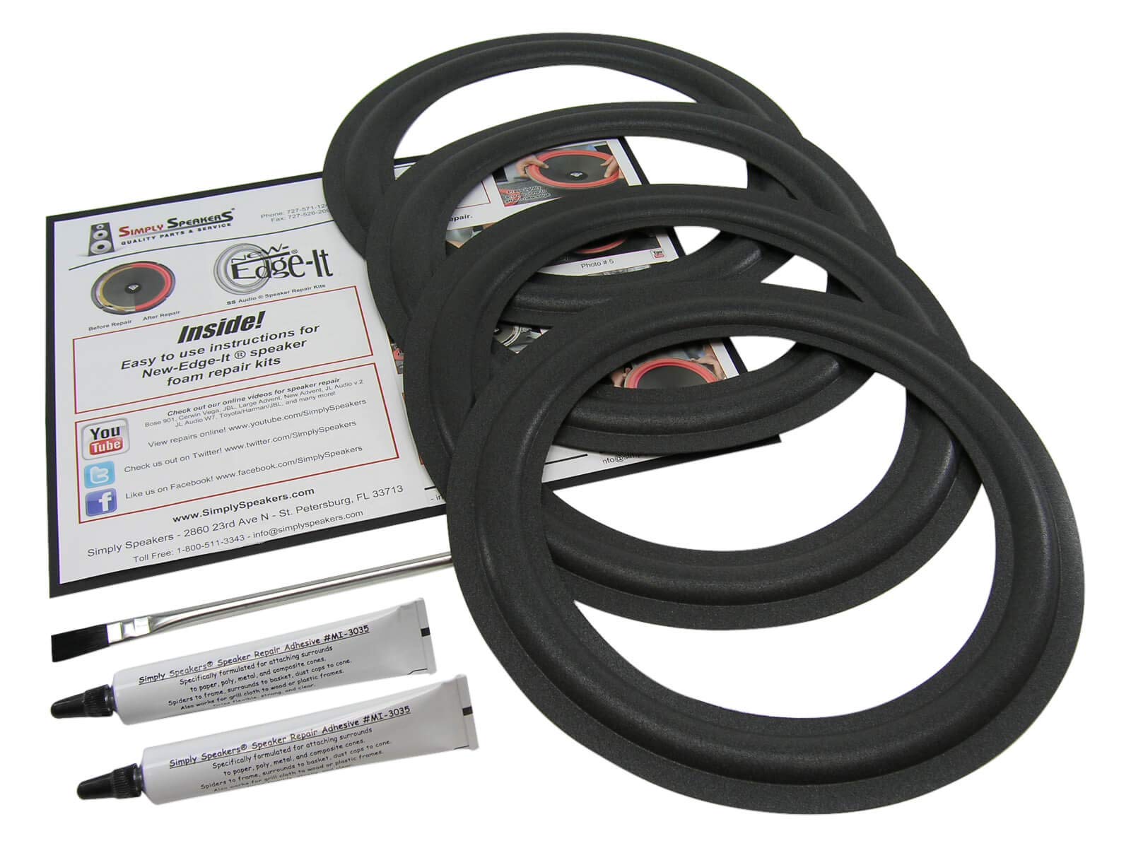 Simply Speakers 10 Inch Woofer & Passive 4-Pack Foam Surround Repair Kit for JBL TLX-181 FSK-10i – Perfect for Home Audio & Speaker Restoration Projects