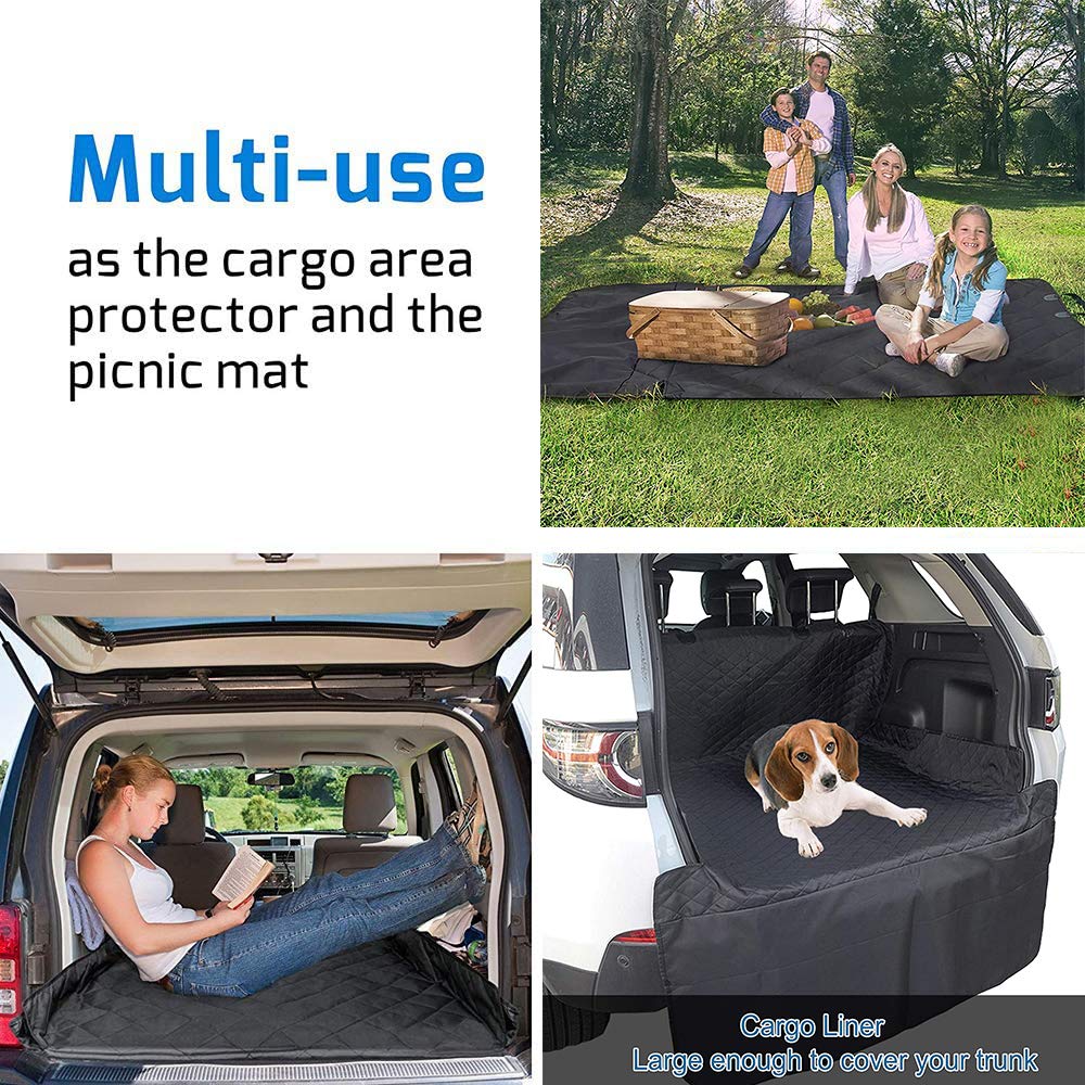 Waterproof Non-Slip SUV Cargo Liner for Dogs - Durable Pet Seat Cover with Bumper Flap Protector, Washable Back Seat & Boot Cover Mats for Cars, SUVs, Vans & Trucks (Black) - Perfect for Travel, Camping & Pet Protection