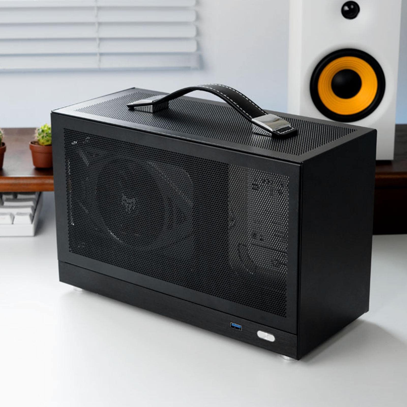 FokCalgary Mini ITX PC Case - Portable Small Form Factor Computer Case with USB Ports | Compact Desktop Chassis for Home Office, Gaming & HTPC Setup