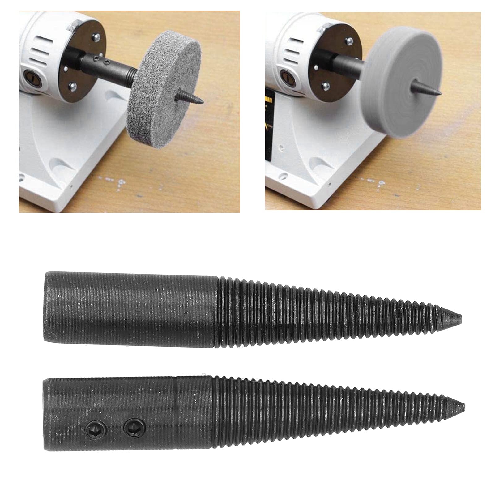 6PCs Tapered Spindle Adapter Set - Steel Threaded Spindles for Bench Buffer & Grinder (3