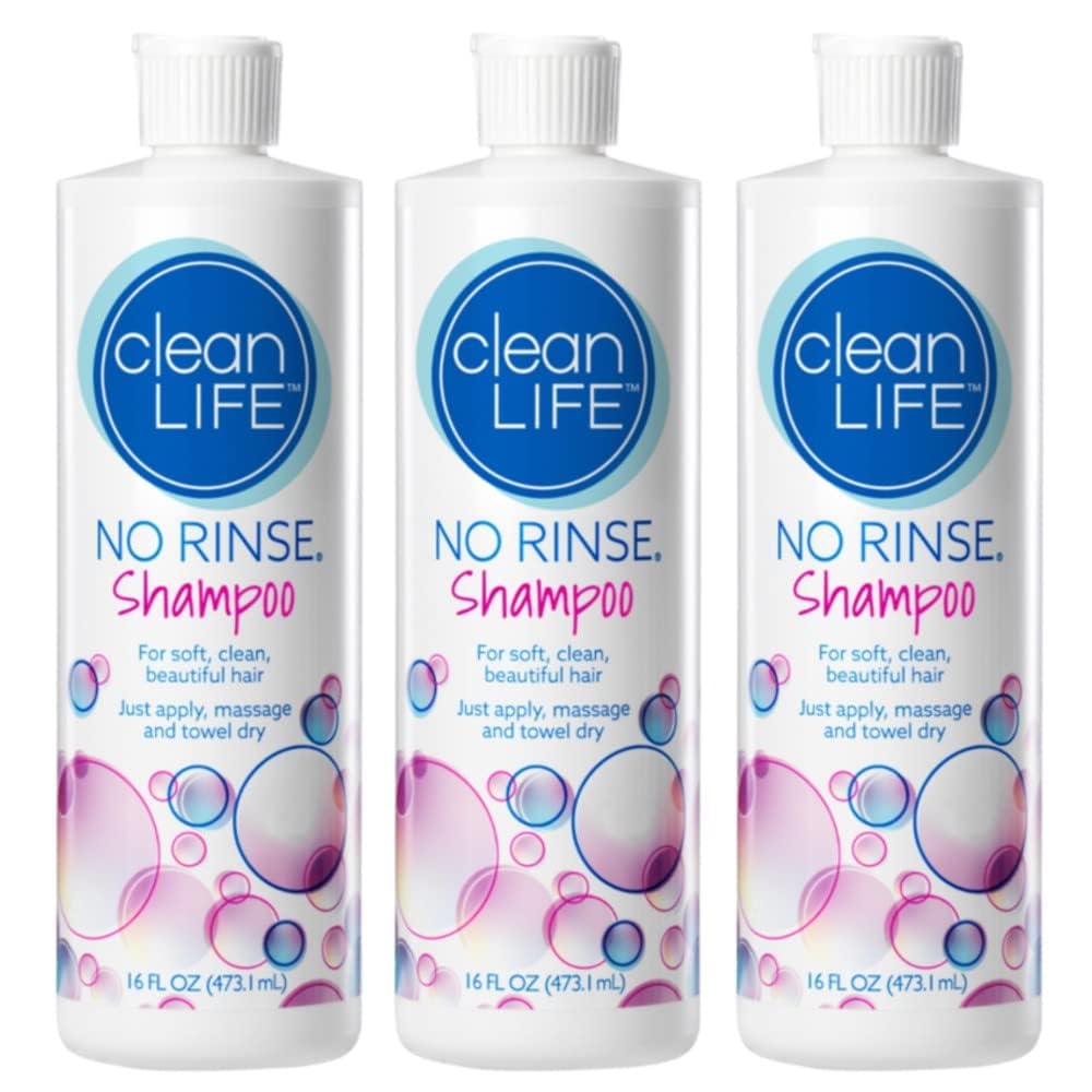 No-Rinse Shampoo for Adults & Seniors - 16 fl oz Waterless Hair Cleanser | Rinse-Free Formula Leaves Hair Fresh, Clean & Odor-Free | Pack of 3 | Perfect for Travel, Hospital, Bedridden & Post-Surgery Care