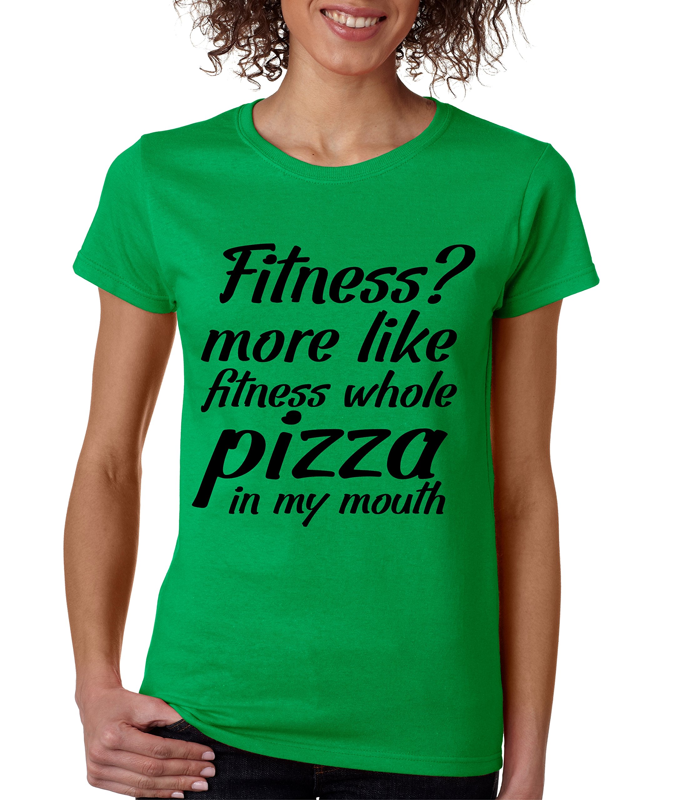 ALLNTRENDS Women's Fitness T-Shirt - Funny Pizza Lover Graphic Tee for Workouts & Casual Wear | Gym, Running, Lounge, Street Style