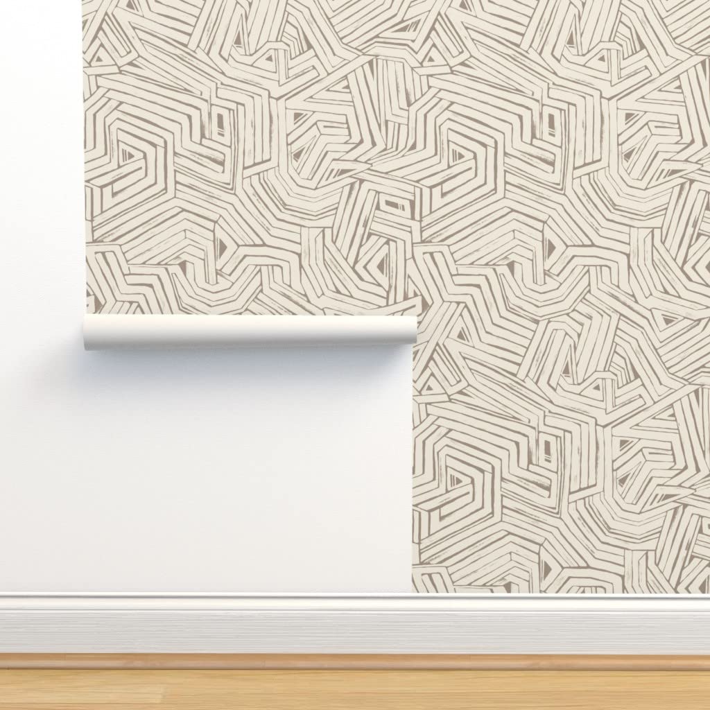 Peel & Stick Removable Wallpaper 3ft x 2ft - Geometric Abstract Neutral Self-Adhesive Wallpaper for Bedroom, Living Room, Nursery & Office Decor | Easy DIY Home Improvement