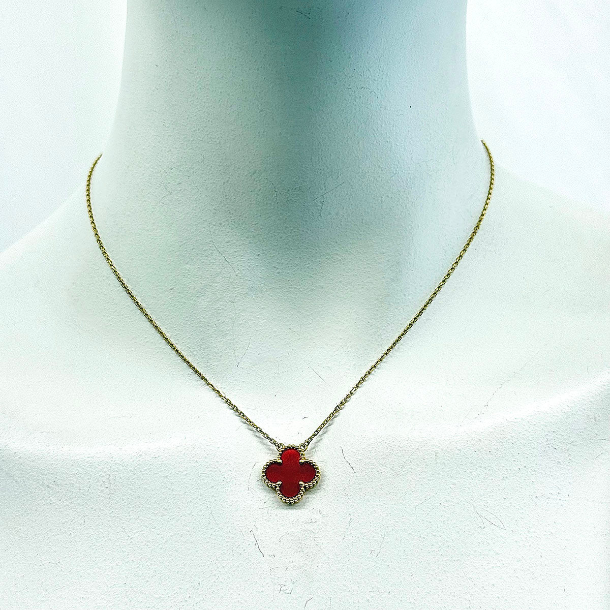Van Cleef & Arpels Alhambra 18K Gold Necklace | Luxury Four Leaf Clover Pendant | Perfect for Weddings & Special Occasions