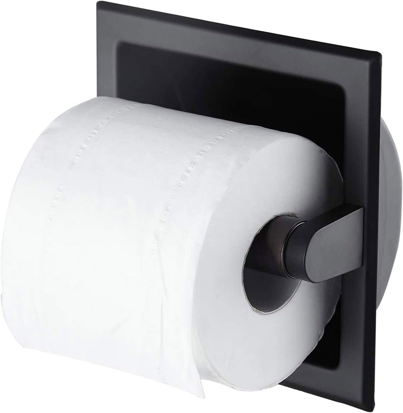 Brushed Nickel Recessed Toilet Paper Holder with Rear Mounting Bracket - Space Saving Wall Mounted Bathroom Tissue Dispenser for Small Bathrooms & Powder Rooms