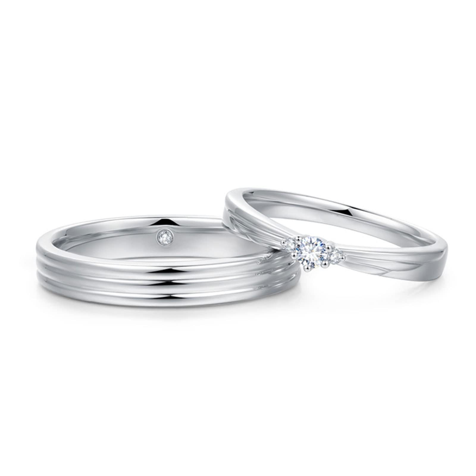 Diamond Matching Couples Rings for Him and Her - Sterling Silver, 10K, 14K, 18K Gold Wedding Promise Rings with Free Engraving | Perfect for Anniversaries, Engagements & Romantic Gifts