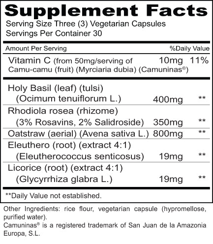 Adrenal Support Supplement for Stress Relief & Energy - 90 Vegetarian Capsules | Non-GMO, Herbal Adrenal Fatigue Support | Boost Vitality for Workouts, Busy Lifestyles & Daily Stress Management
