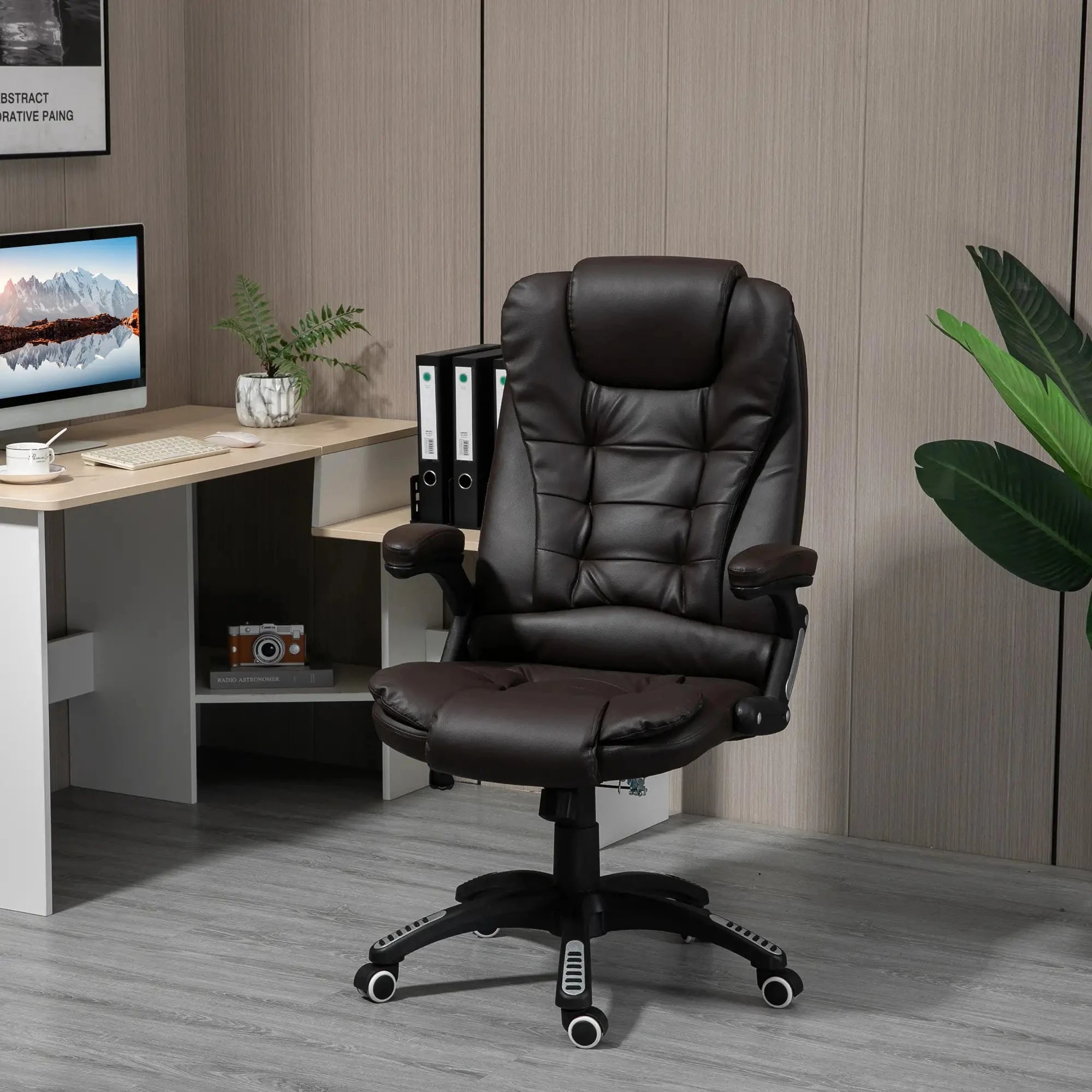 Premium High Back Faux Leather Executive Office Chair - Ergonomic Swivel Seat with Adjustable Height (Black/Gray) - Perfect for Home Office, Conference Rooms & Corporate Workspaces