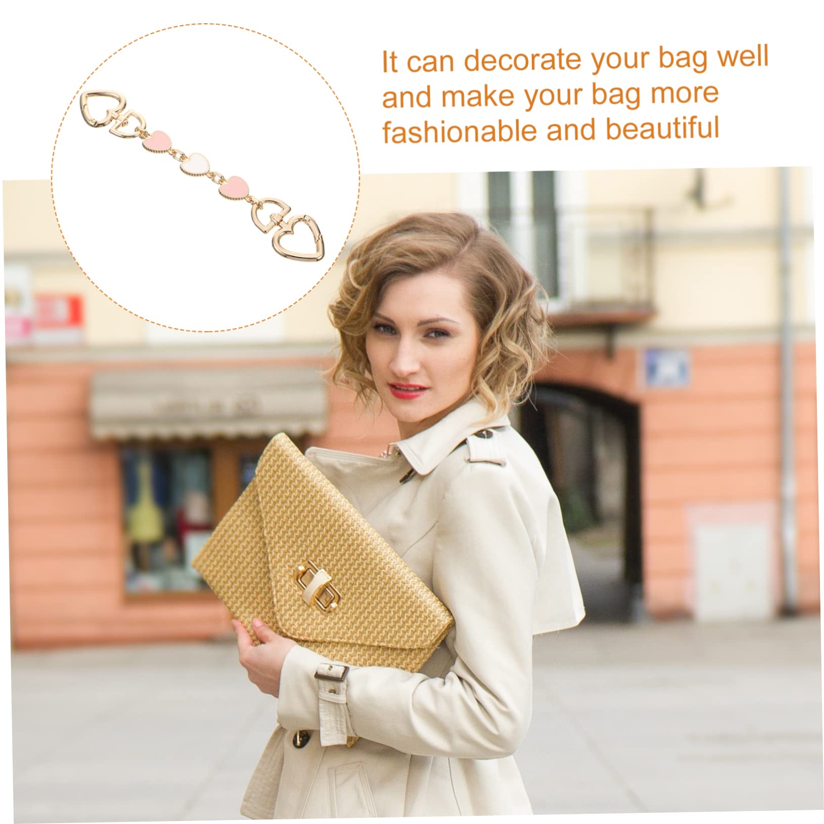 IWOWHERO Alloy Heart-Shaped Bag Chain Strap Replacement - Stylish & Durable Handle for Tote Bags, Clutches, Crossbody Bags - Perfect for Everyday Use, Parties & Fashion Accessories