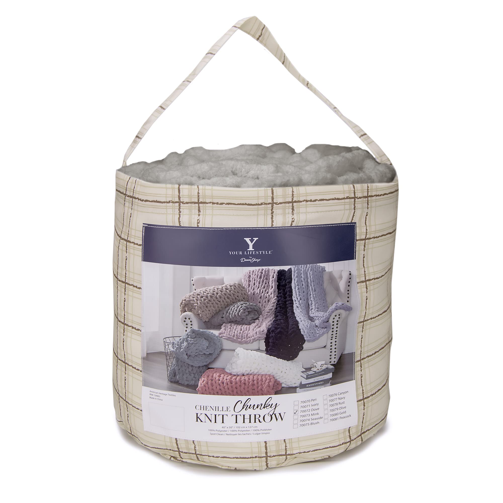 Donna Sharp Chenille Knitted Dove Throw Blanket - Oversized Loop Pattern Contemporary Decorative Blanket for Sofa, Bed & Home Decor | Cozy Living Room Accent