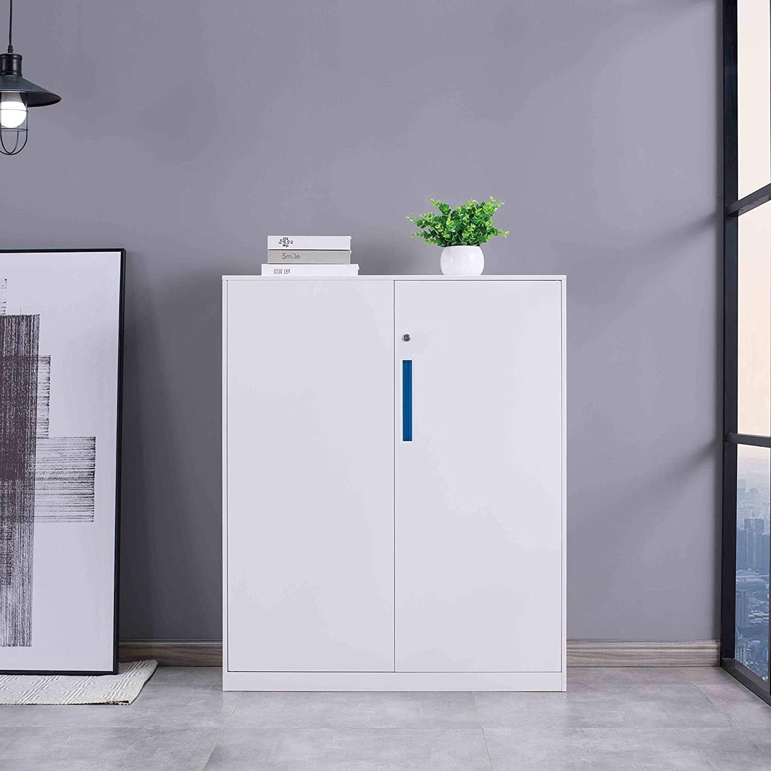 Metal Office File Cabinet with Locking Door - 36.4