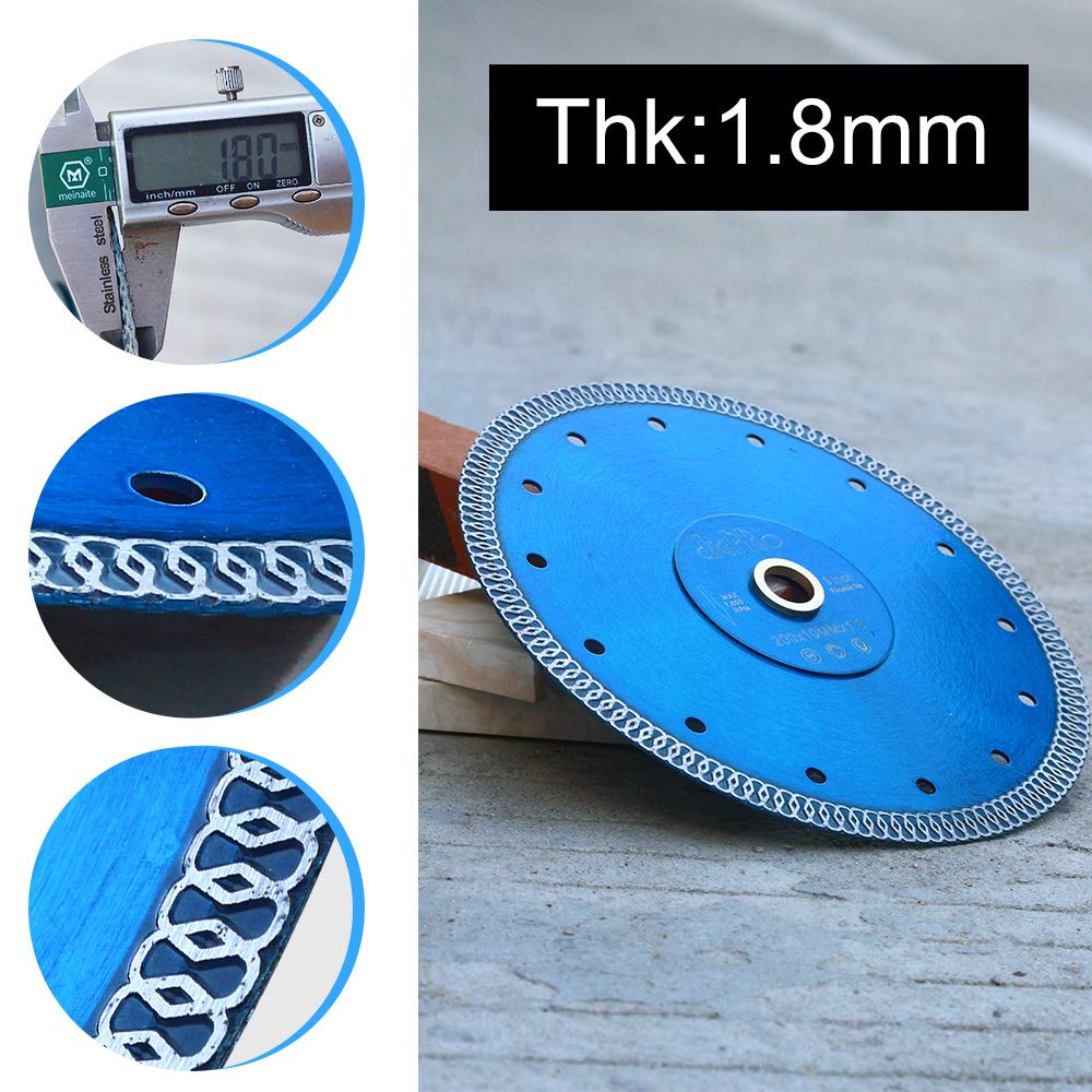 8 Inch Ultra Thin Diamond Porcelain Blade - Premium Tile Cutter for Granite, Marble, Ceramic & Porcelain Tiles - Perfect for DIY Home Renovation & Professional Tile Installation Projects
