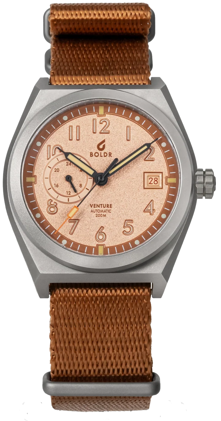 BOLDR Venture Wayfarer Sierra - Premium Stainless Steel Automatic Watch for Men - Durable Outdoor & Dress Watch for Hiking, Travel, Business