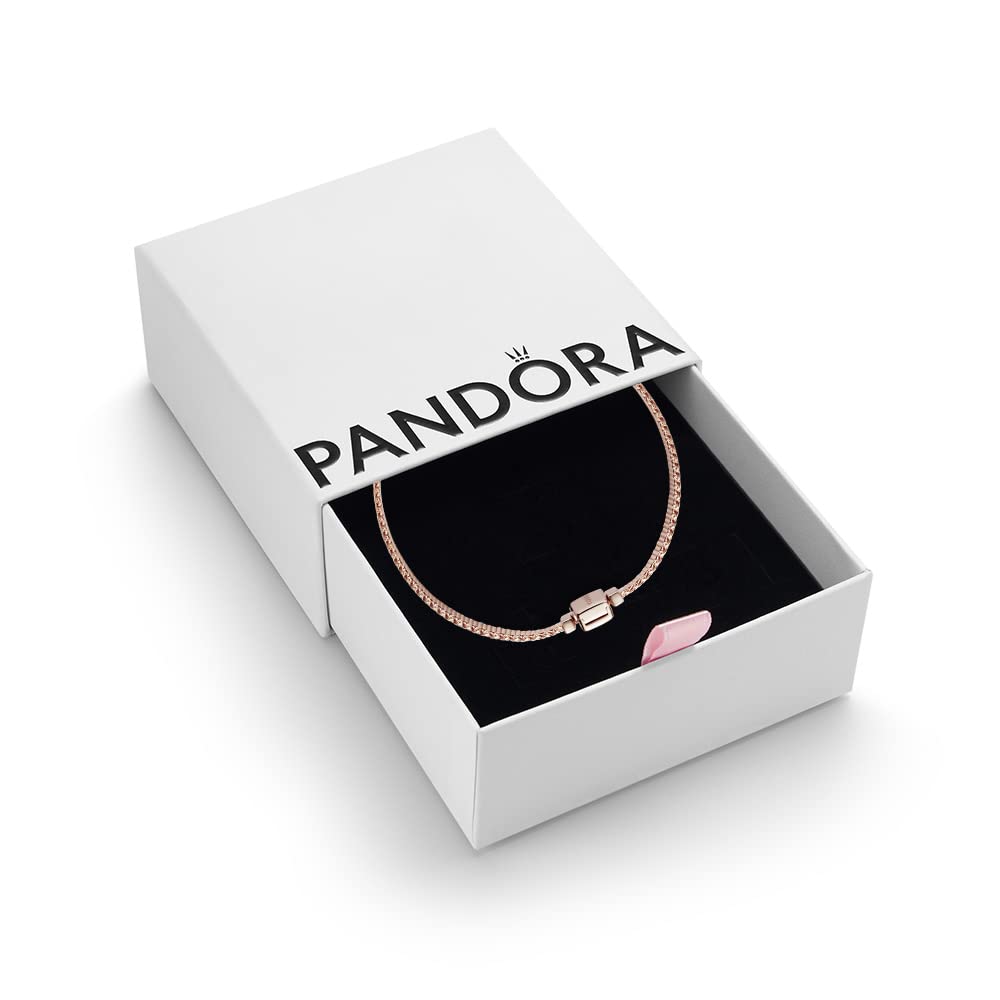 PANDORA Timeless 14k Rose Gold-Plated Mesh Charm Bracelet for Women - Adjustable Size 18 - Elegant Gift Box Included - Perfect for Anniversaries, Birthdays & Special Occasions
