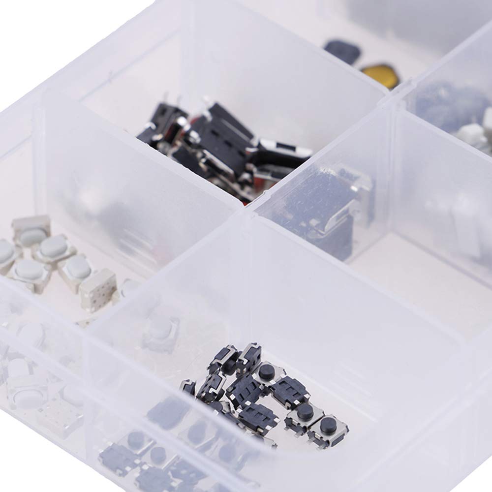 250PCS 10 Value Micro Momentary Tactile Push Button Switch SMD DIP Assortment Kit for PCB, Car Remote Control - Includes Tweezer for DIY Electronics, Arduino Projects & Circuit Board Repair