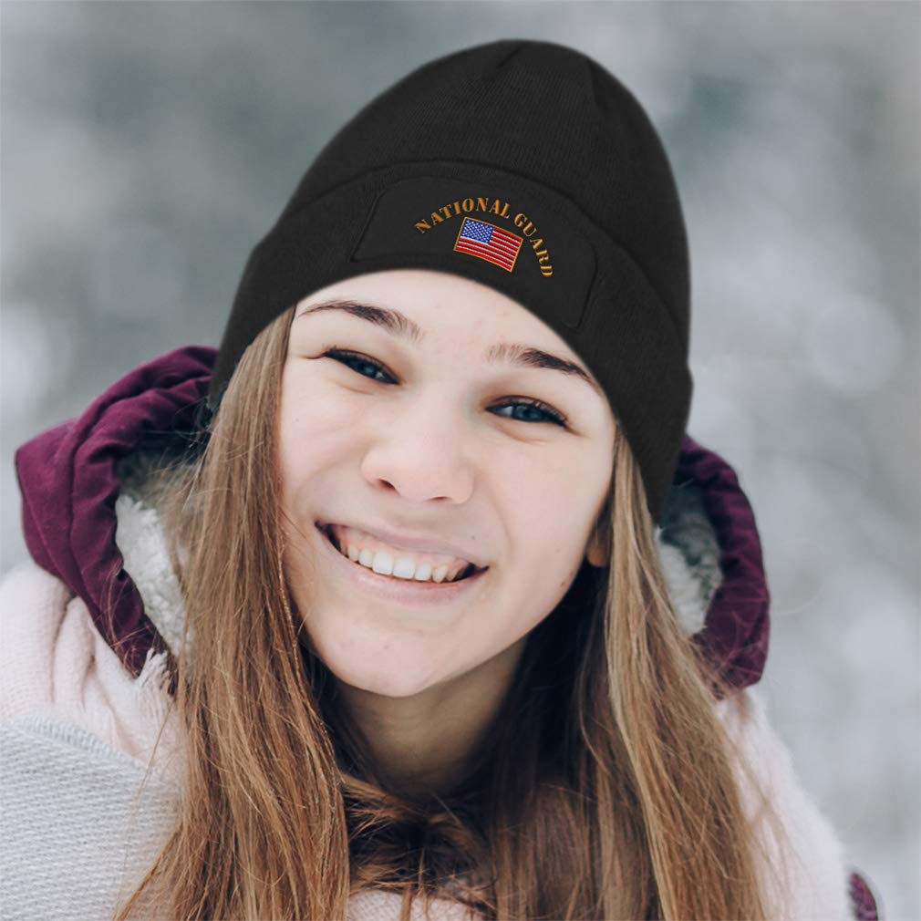 National Guard Embroidered Acrylic Skull Cap Beanie for Men & Women - Warm Winter Hat for Military Supporters & Outdoor Activities