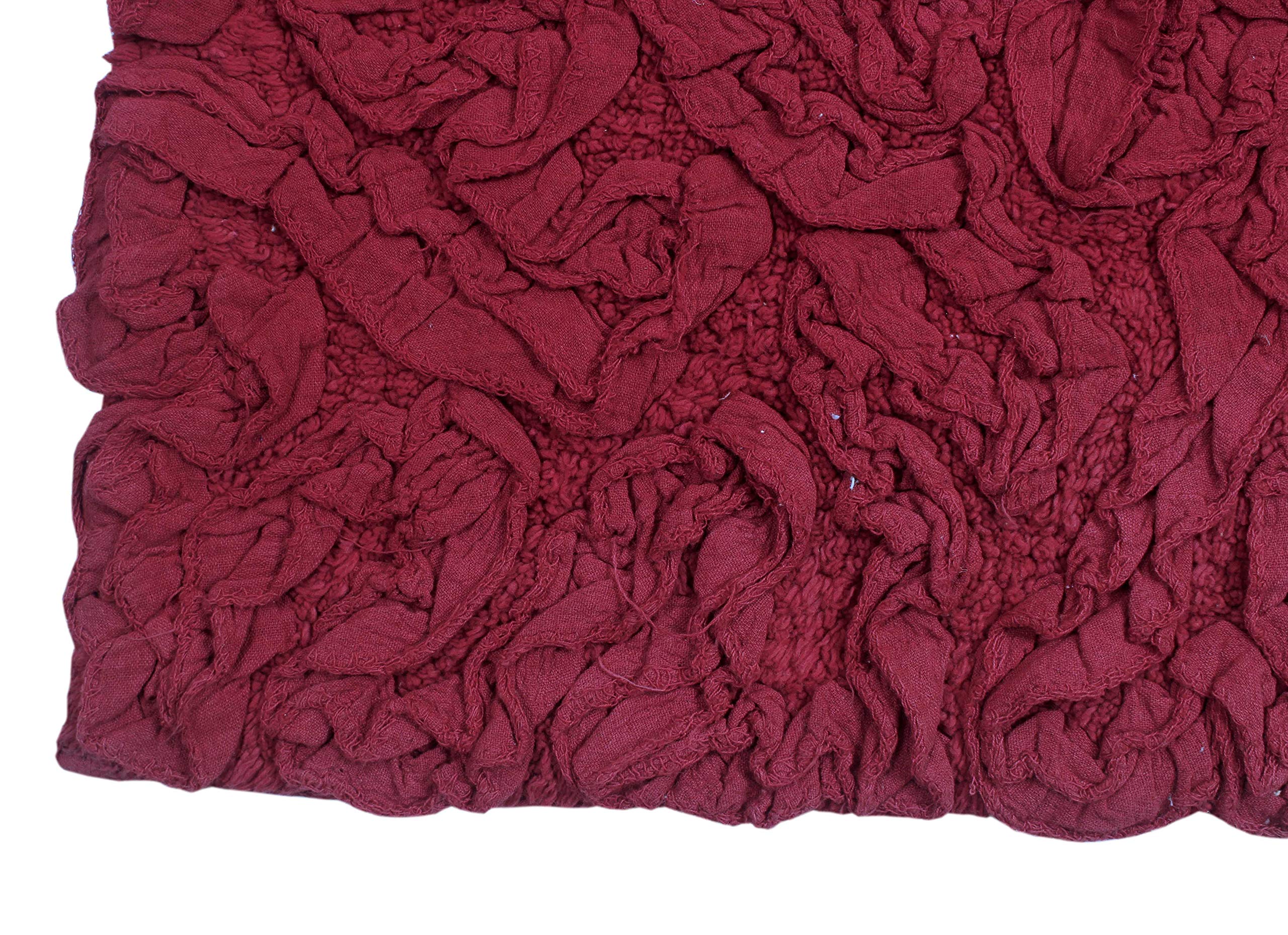 Home Weavers Bell Flower Collection 100% Cotton Tufted Bath Rugs - Ultra Soft & Absorbent Non-Slip Bathroom Mats Set (5-Piece with Runner) - Machine Washable Floor Mats for Bath & Shower - Perfect for Cozy Bathrooms & Spa-Like Retreats (Red)