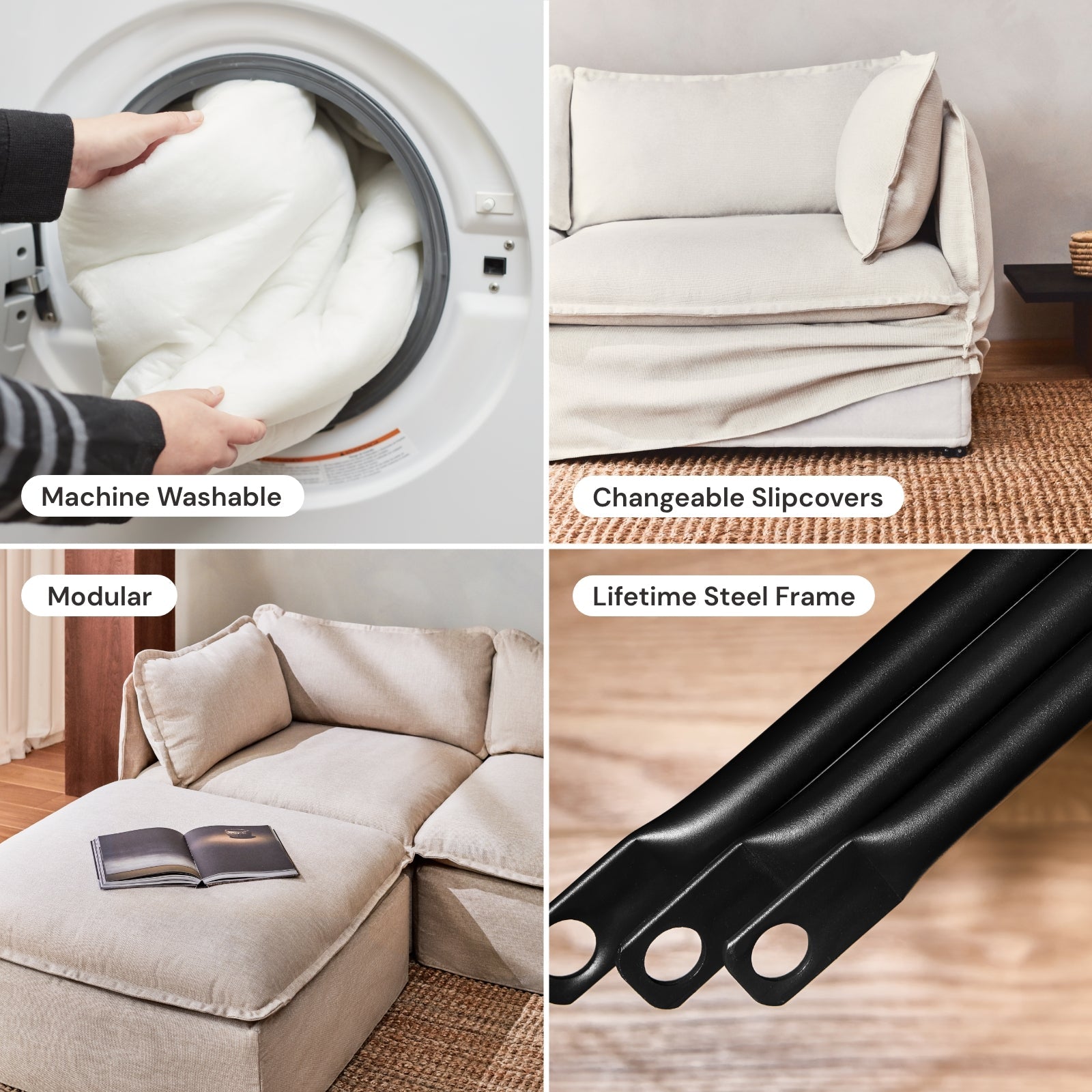 Premium Modular Performance 4-Seater Sofa in Soft Mousse Fabric - Perfect for Living Room, Lounge & Family Gatherings