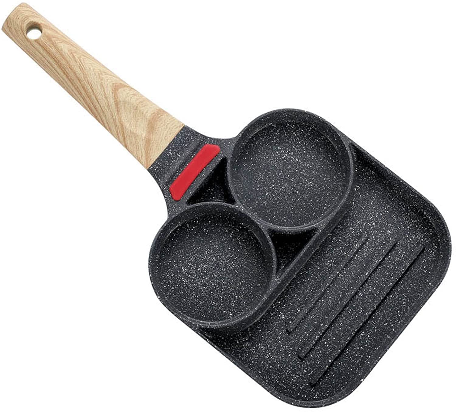 **Nonstick Pancake Pan with Wooden Handle - 2-Hole Frying Pan for Eggs, Omelets & Pancakes - Induction & Gas Stove Compatible - Perfect for Camping, Breakfast & Home Cooking**