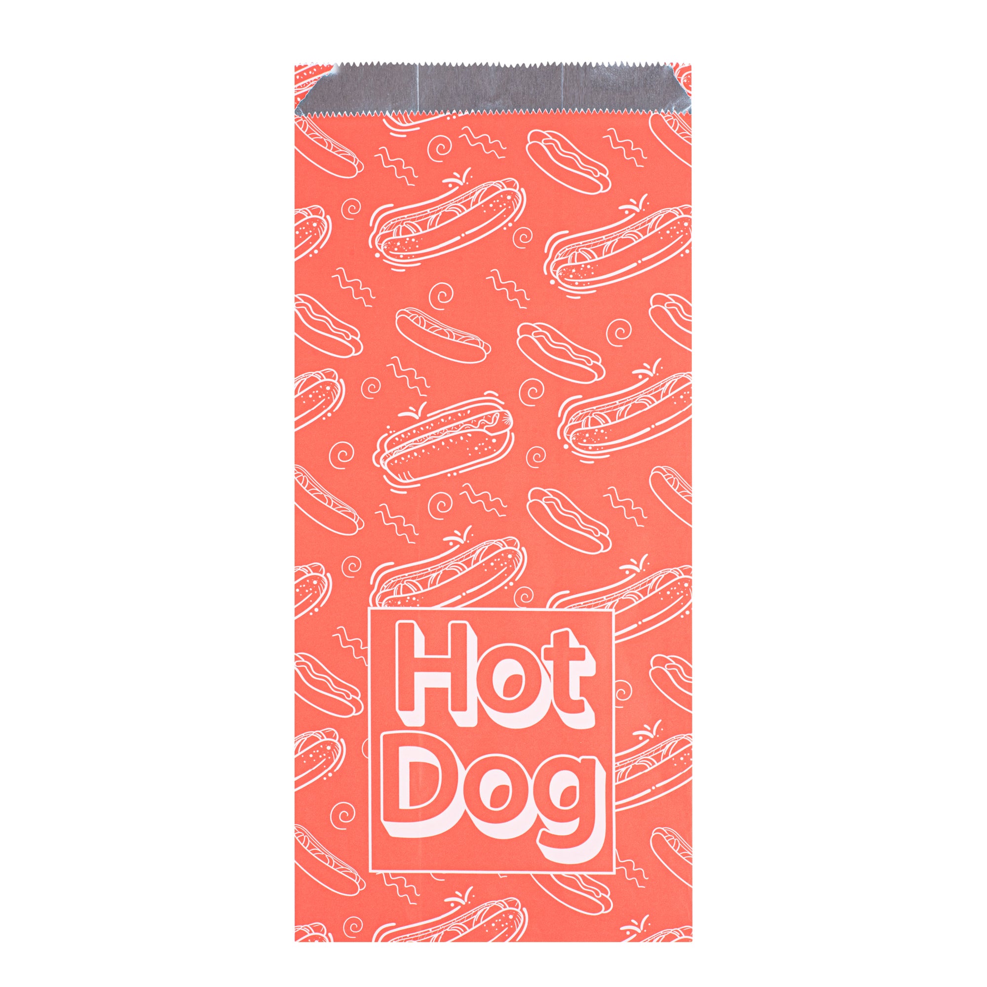 Red Printed Hot Dog Foil Bags - 1/2 Gallon Size (4.25