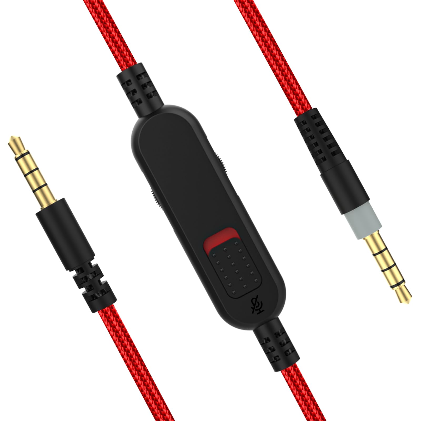 HyperX Cloud Alpha & Mix Gaming Headset Replacement Cable with Mute & Volume Control - 6.6ft Red Braided Cord for Logitech G933 G633 G935 G635 Headsets - Perfect for PC Gaming & Streaming Setup