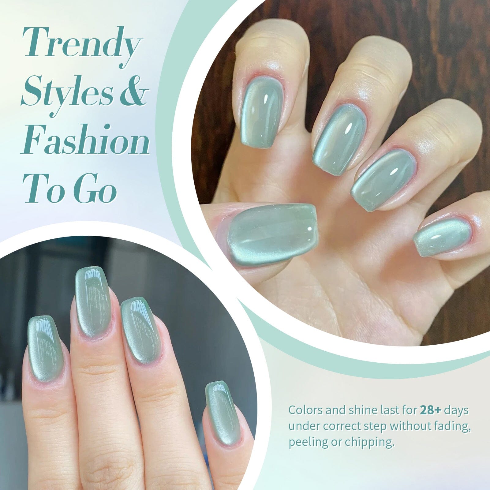 Green Moonlight Cat Magnetic Gel Polish 15ml - Long Lasting Nail Polish with Magnetic Effect for Salon-Quality Manicures at Home | Perfect for Parties, Weddings & Special Occasions