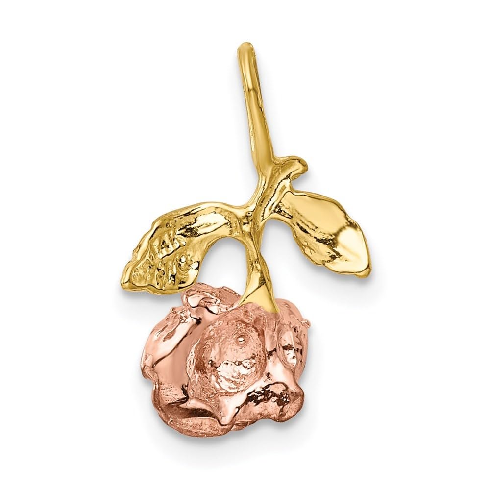 14K Yellow Gold Rose Chain Slide with White & Rose Rhodium - Elegant Jewelry for Women, Perfect for Parties, Weddings & Everyday Wear