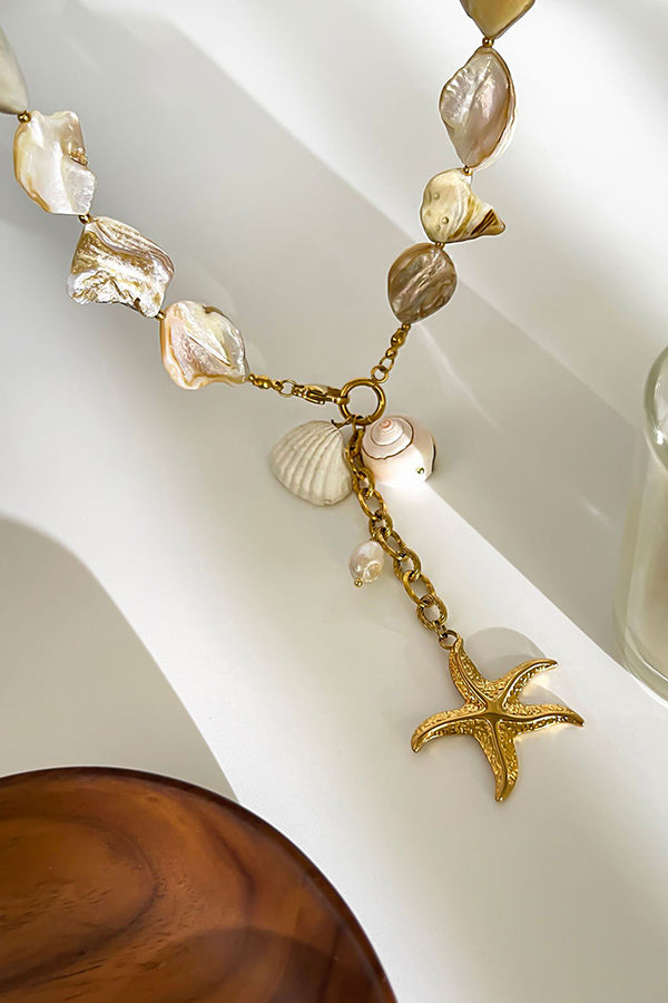 Elegant Pearl Beaded Starfish Pendant Necklace for Women | Handmade Ocean-Themed Jewelry | Perfect for Beach Vacations, Summer Outfits & Gift Giving