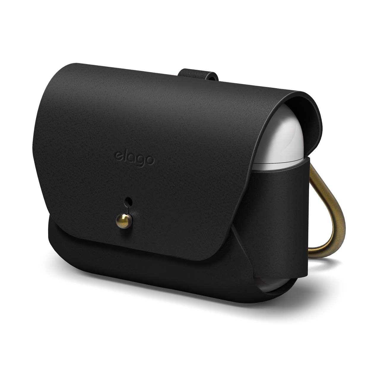 Premium Genuine Leather Case for AirPods Pro 2 & AirPods Pro - Luxury Keychain Cover with Brass Ring Holder, Durable Protection in Stylish Colors (Black) - Perfect for Travel, Work & Everyday Use