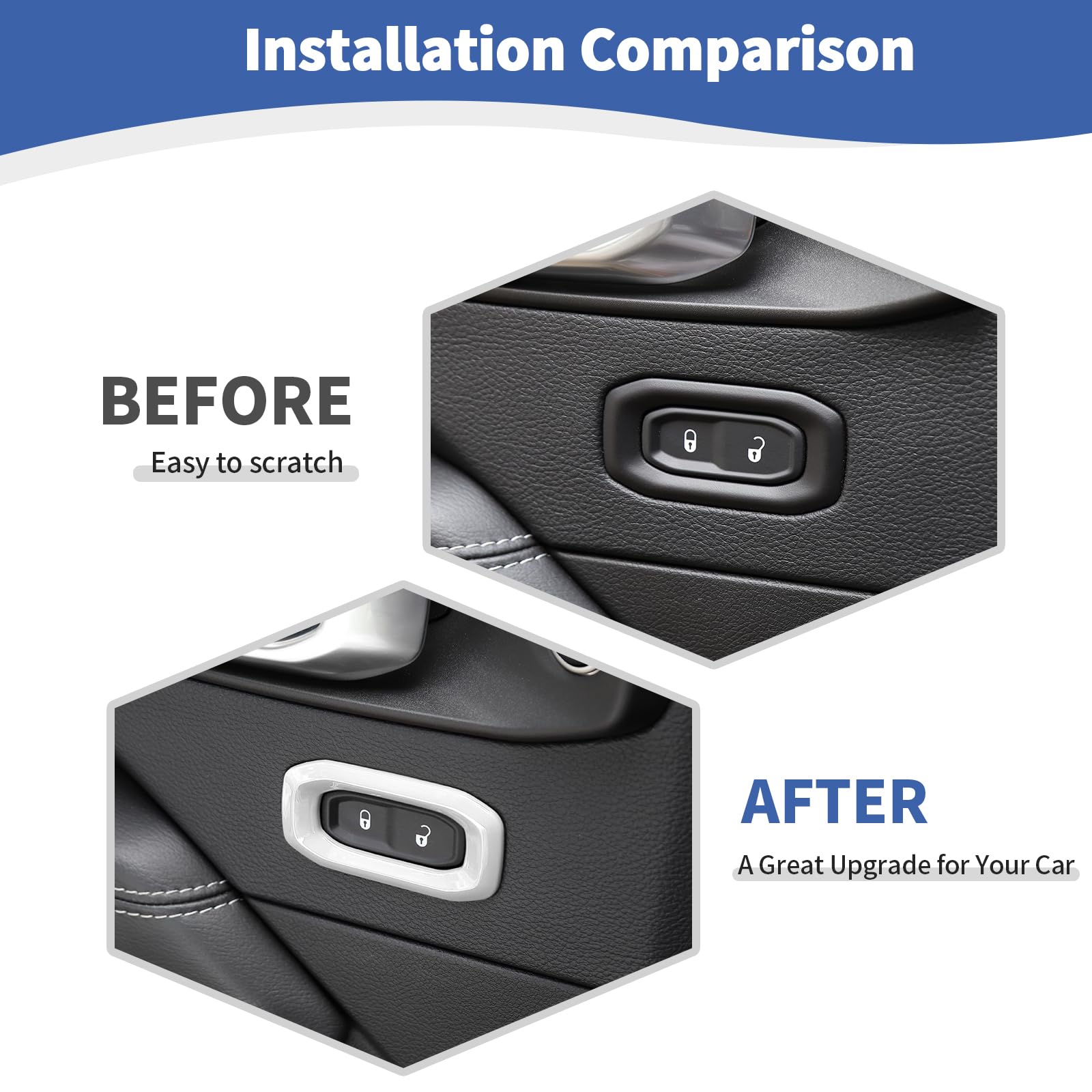 Jeep Wrangler JL JLU & Gladiator JT Door Lock Switch Button Trim Cover (2018-2024) - White Interior Accessories (2-Pack) | Easy Installation & Custom Upgrade for Enhanced Cabin Style