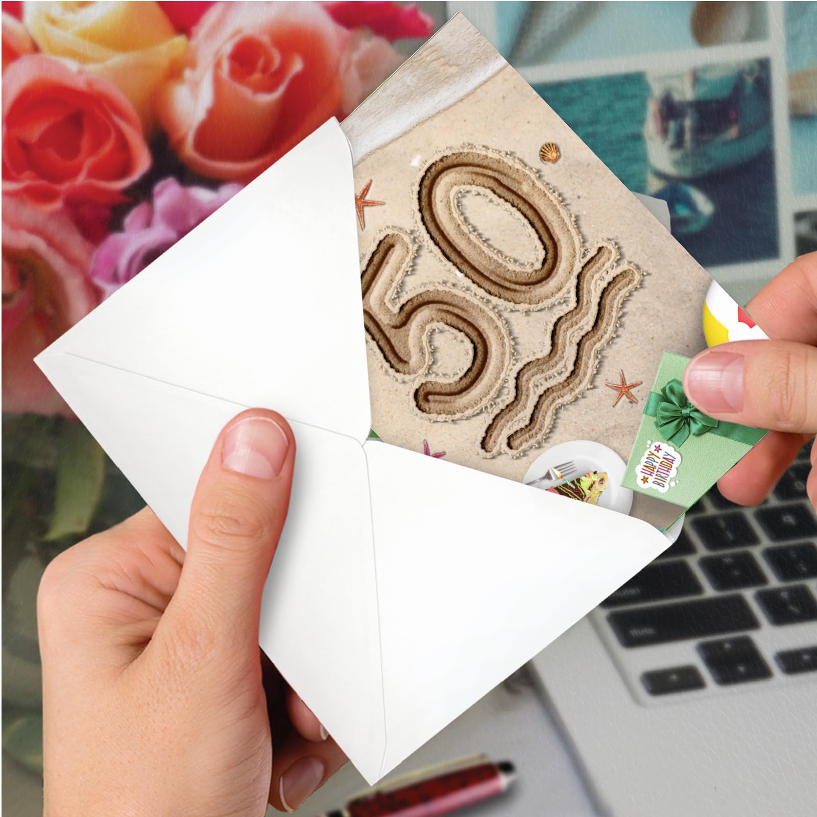 Funny 50th Birthday Card - Milestone 50 Years Celebration Notecard with Envelope - Perfect for Beach Party & Humorous Birthday Wishes - NobleWorks C9459CMBG | Great for Anniversary, Retirement & Special Occasion Gifts